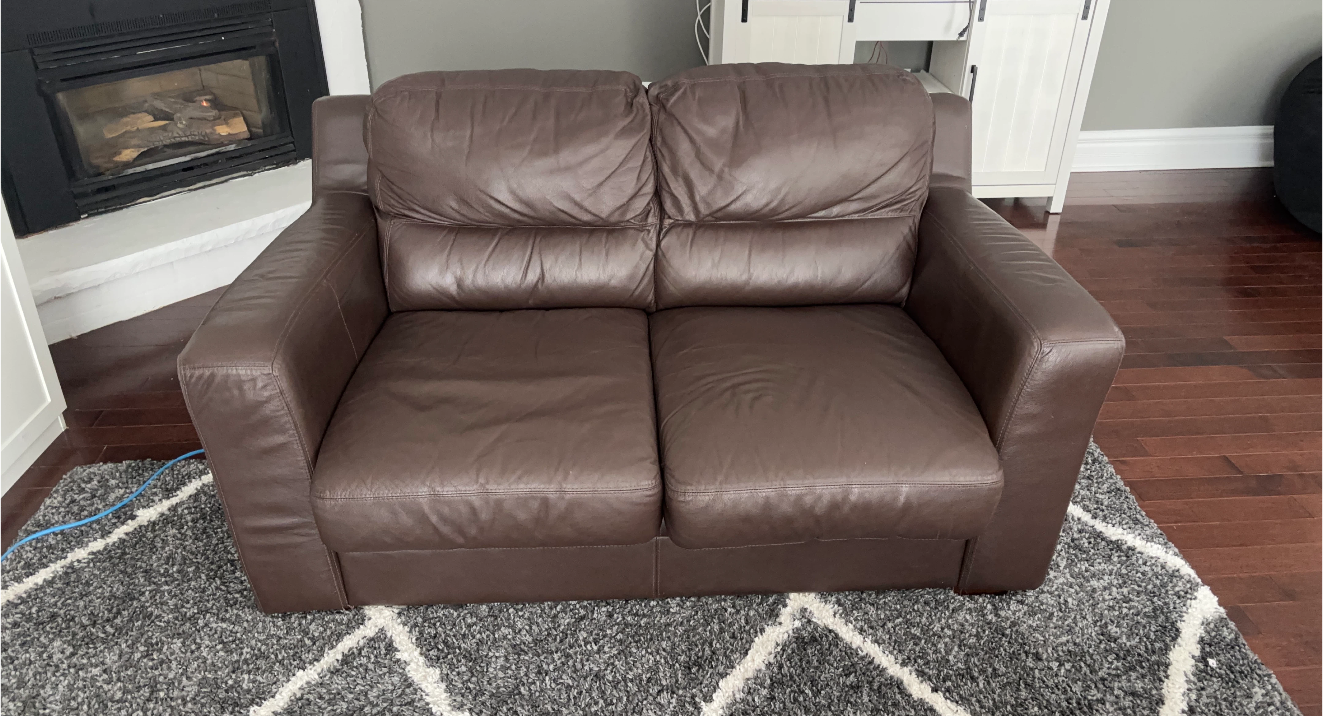 Brown Leather Loveseat Sofa