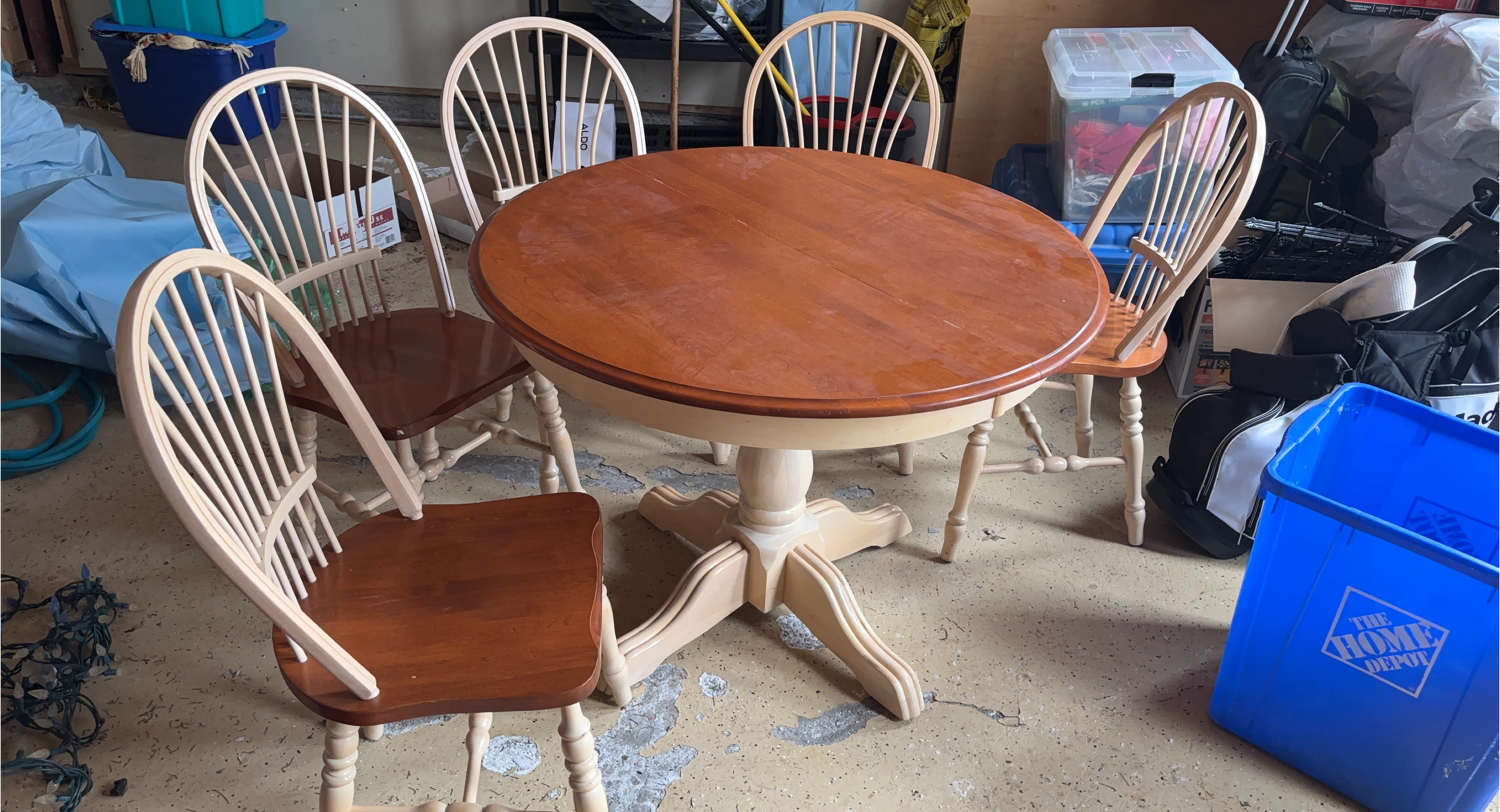 Wooden Round Dining Table with 5 Chairs