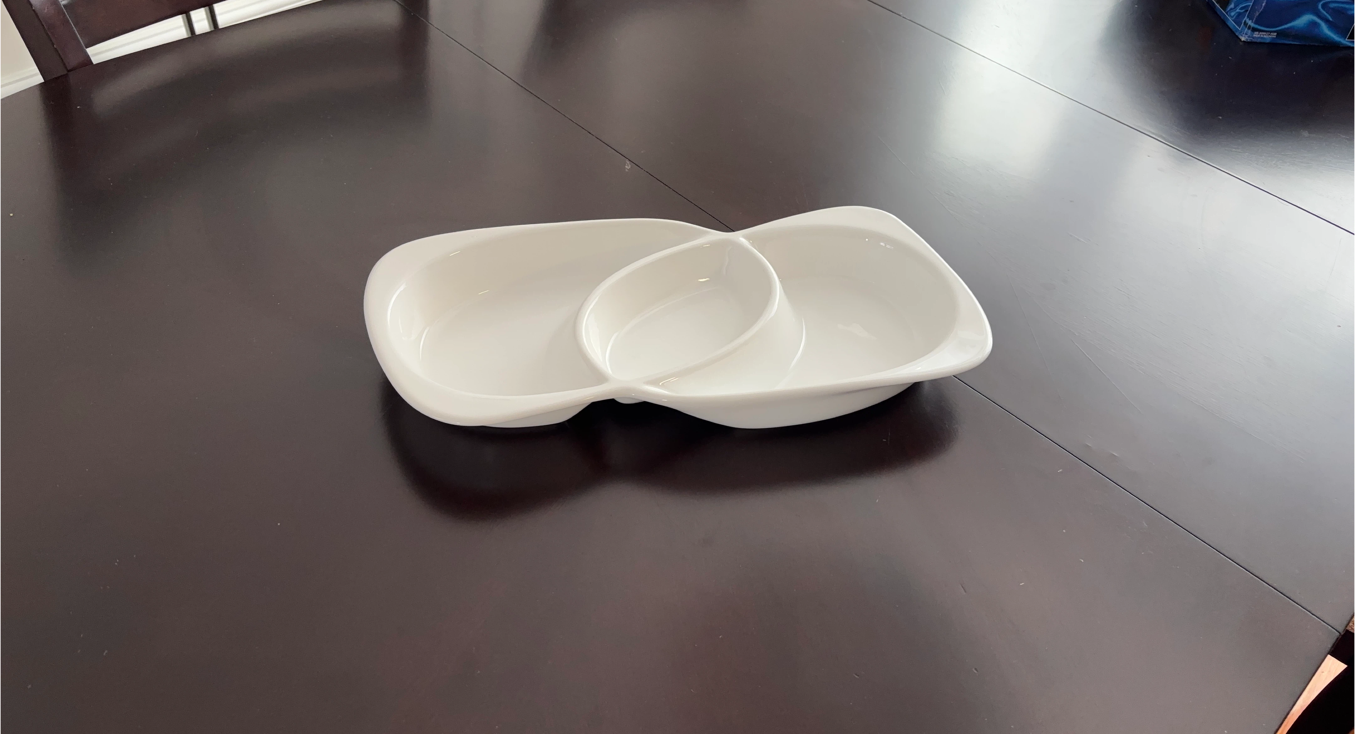 White Ceramic 3-Compartment Serving Dish