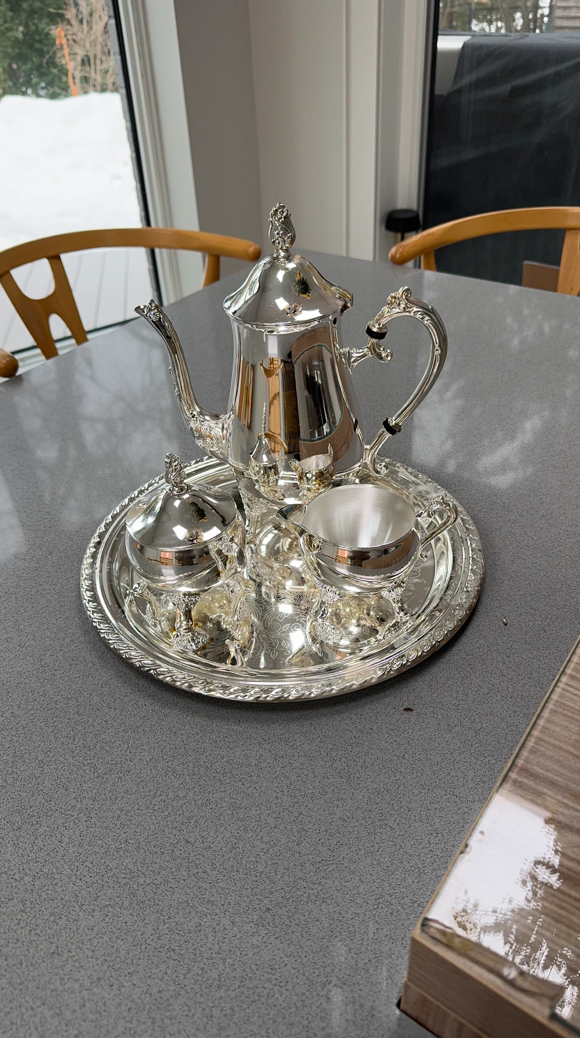 Silver Plated Tea Set with Tray