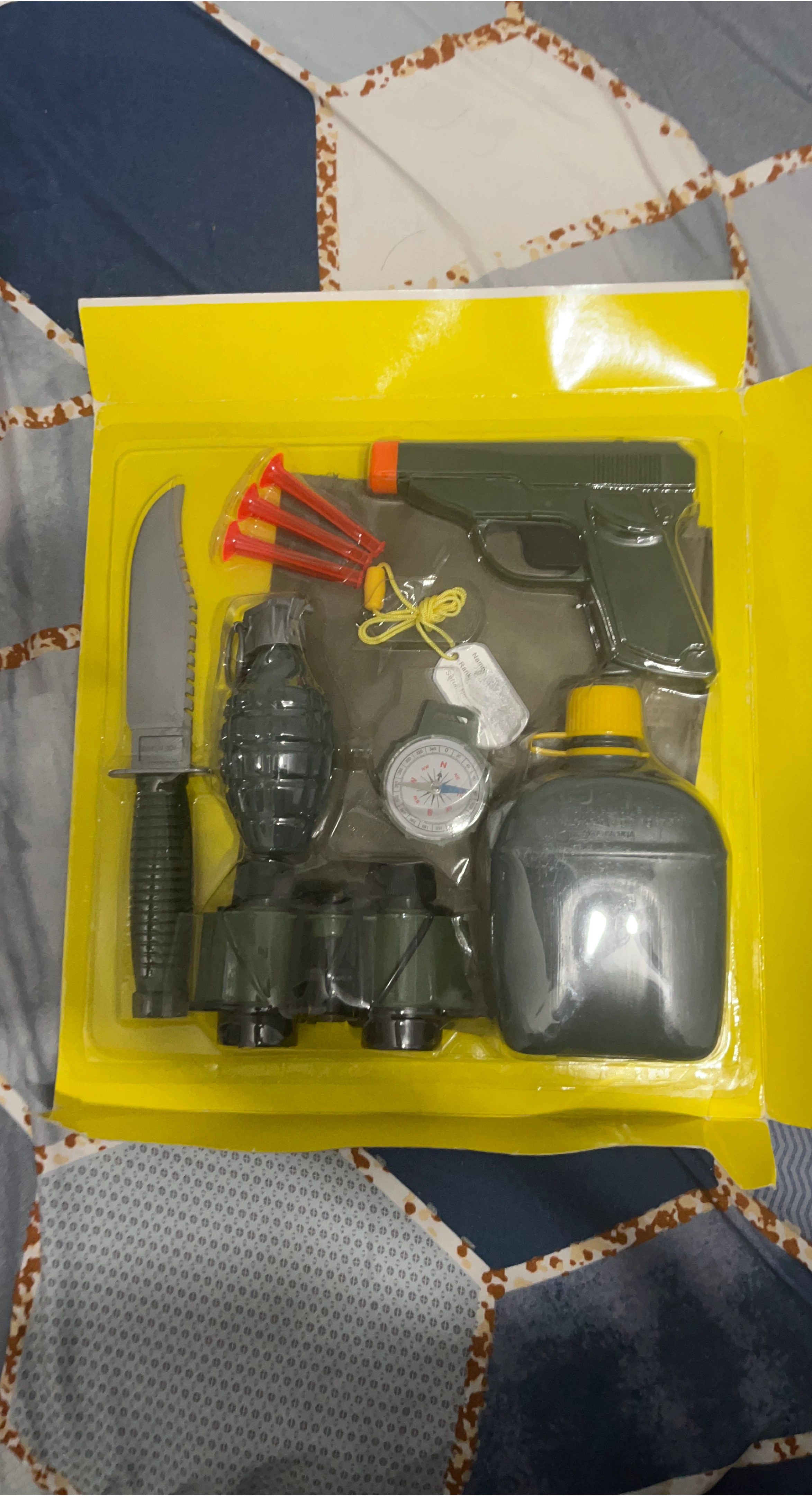 Kids Toy Set Toy Gun, Knife, Grenade, Canteen & Compass