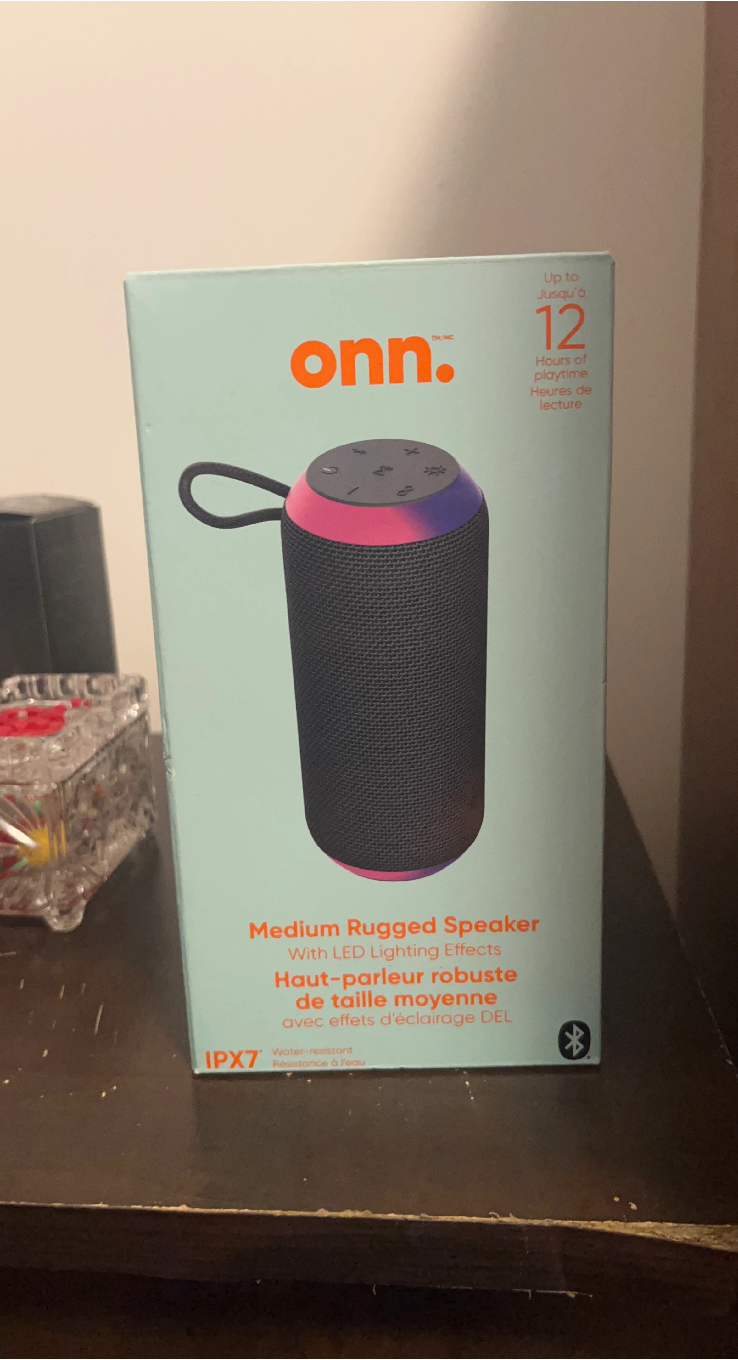 Onn. Medium Rugged Speaker with LED Lighting Effects