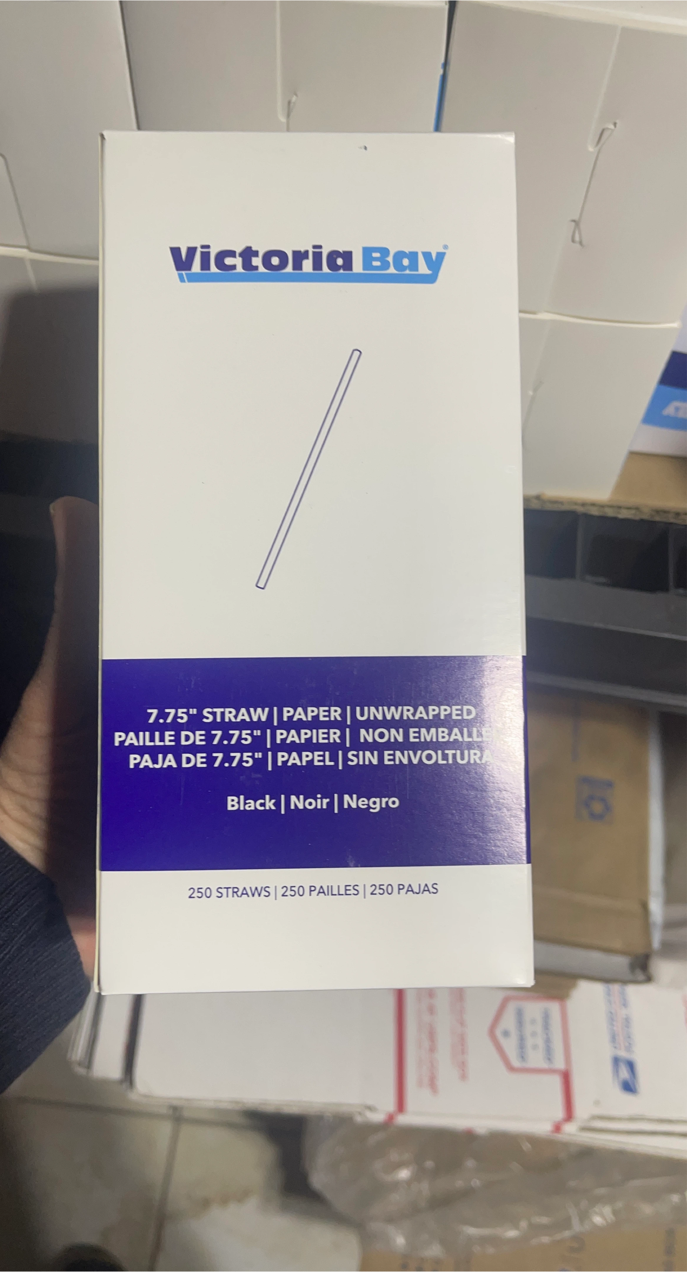 Victoria Bay 7.75" Black Paper Straws - 250 Count