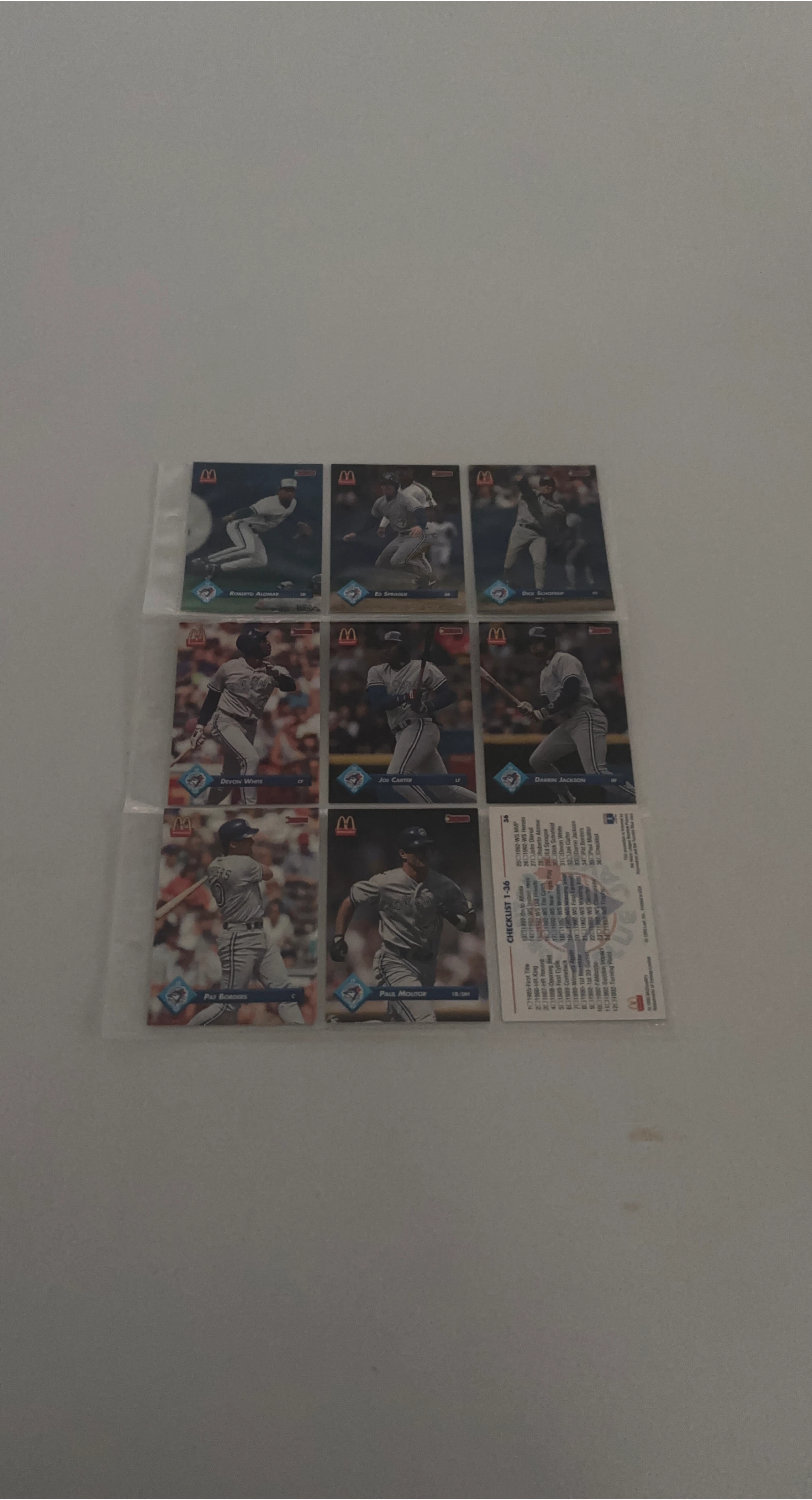 McDonald's 1992 Toronto Blue Jays Baseball Cards