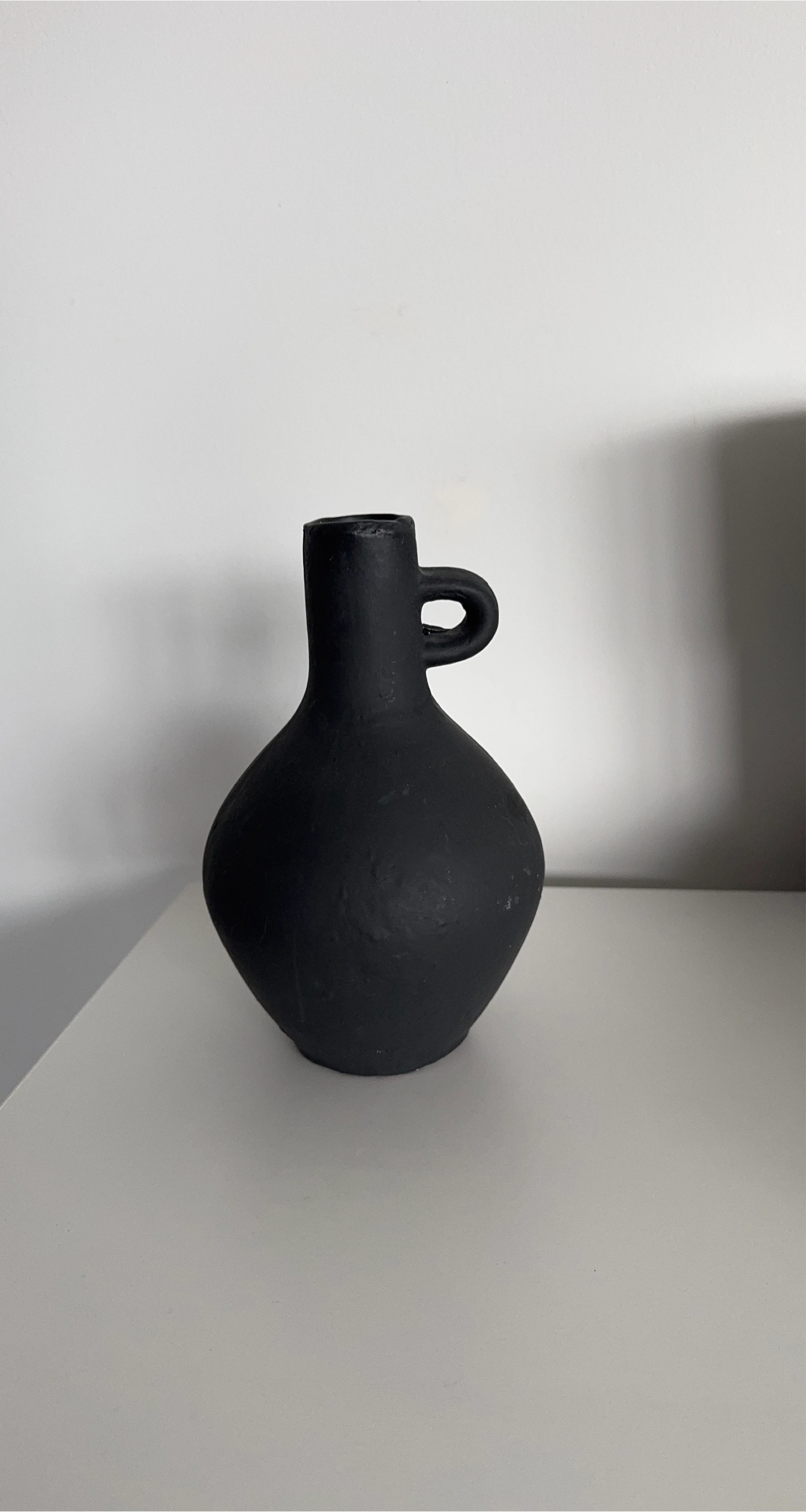 Black Ceramic Vase with Handle
