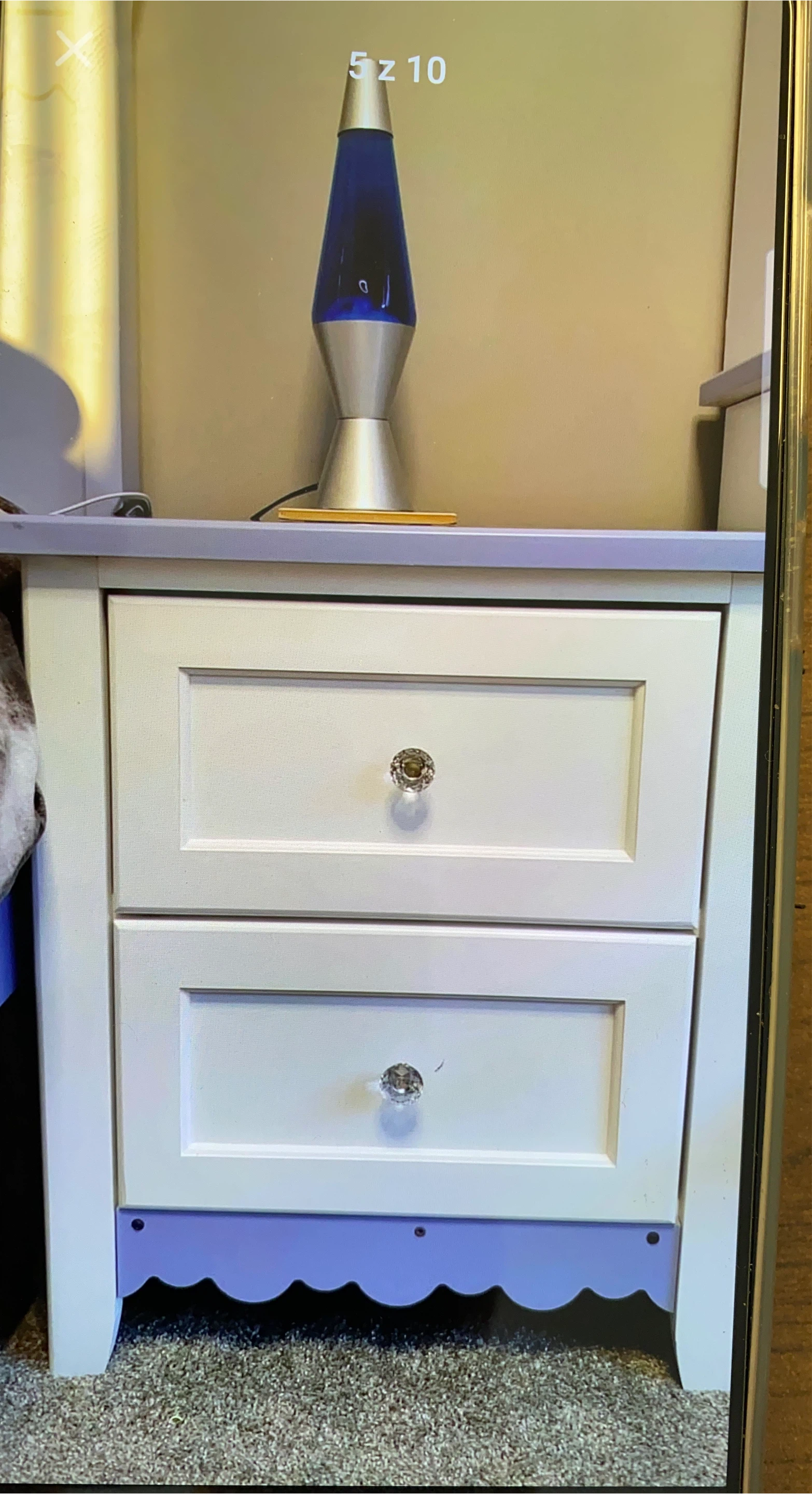 White 2-Drawer Nightstand with Crystal Knobs