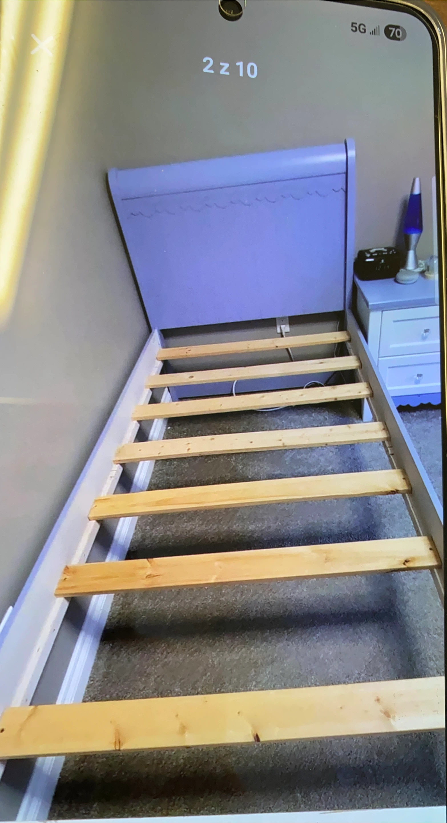 Purple Twin Bed Frame with Wooden Slats