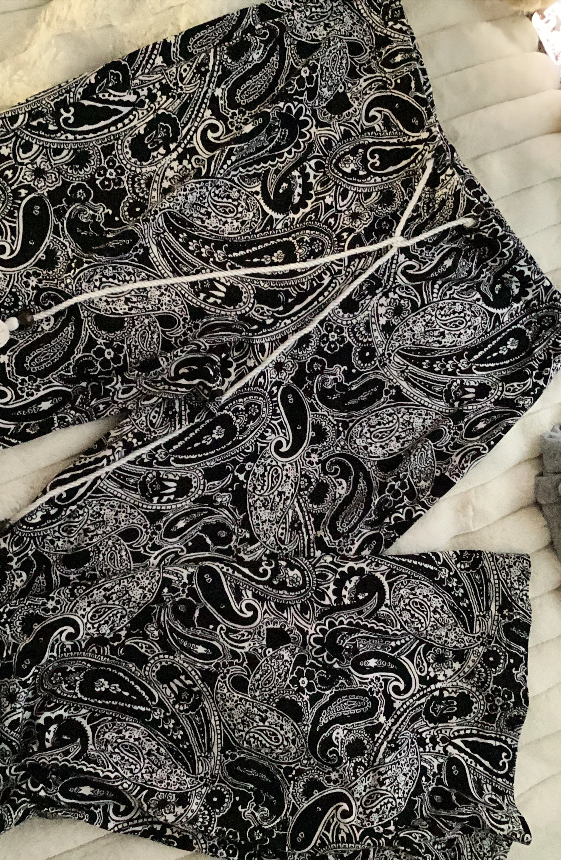 Black and White Paisley Pattern Pajama Pants