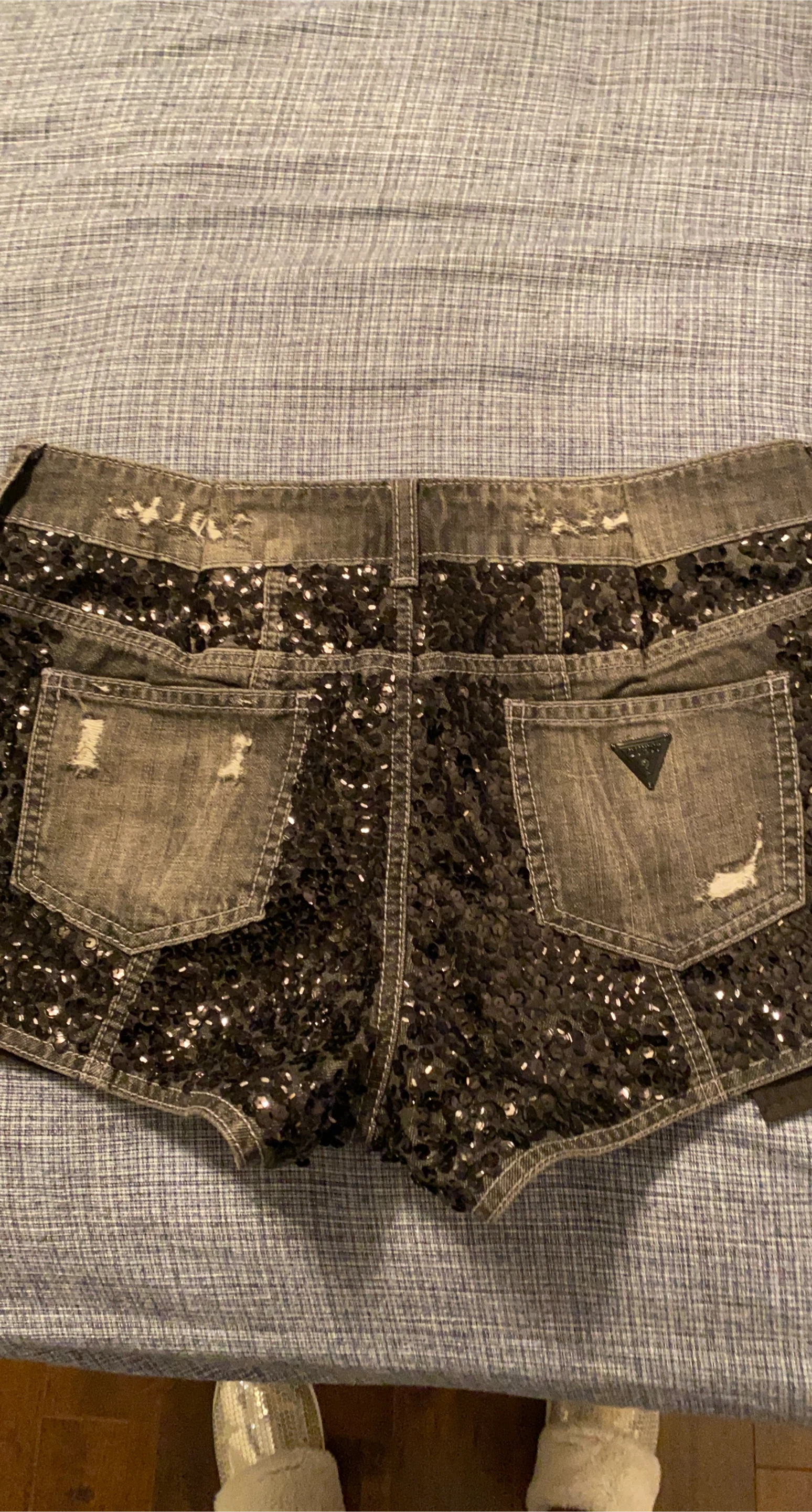 GUESS Jeans Black Sequin Denim Shorts