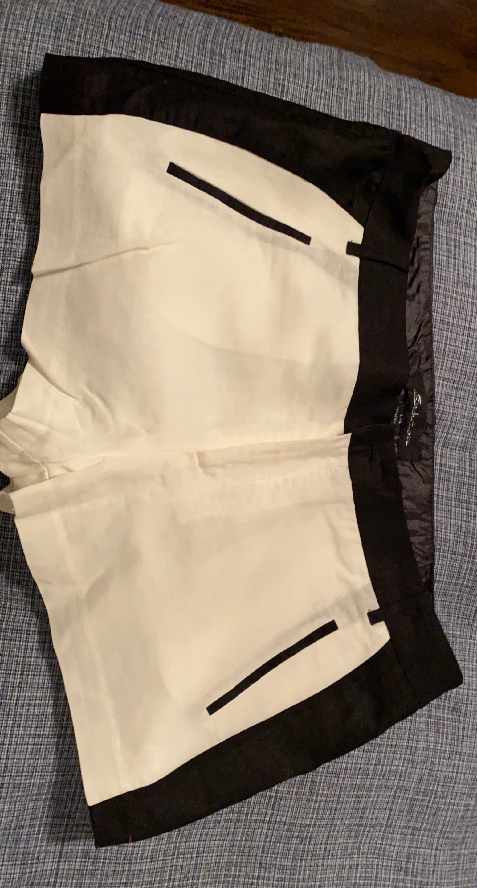 White and Black Colour Block Shorts