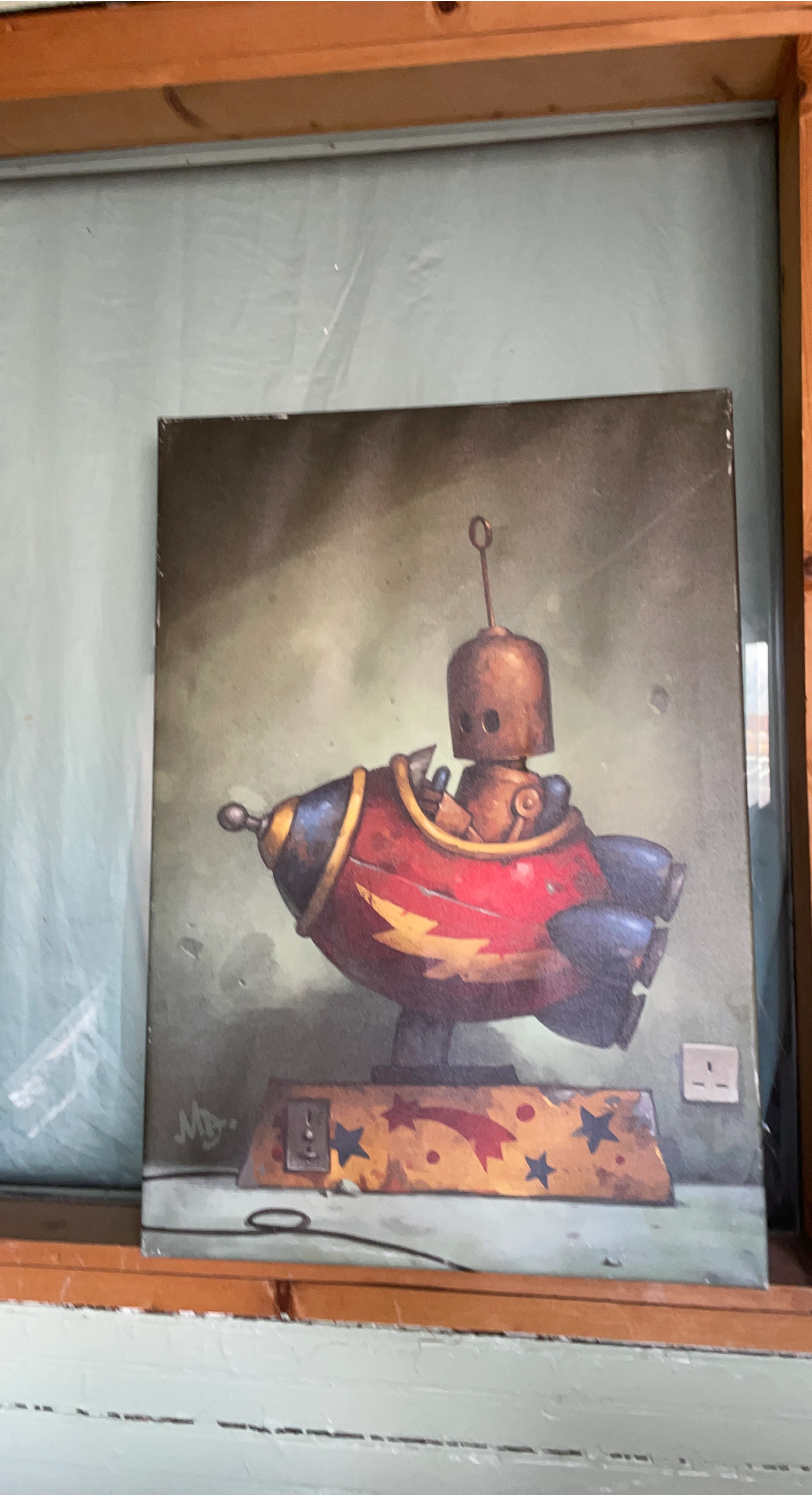 Metal Robot in Spaceship Canvas Art