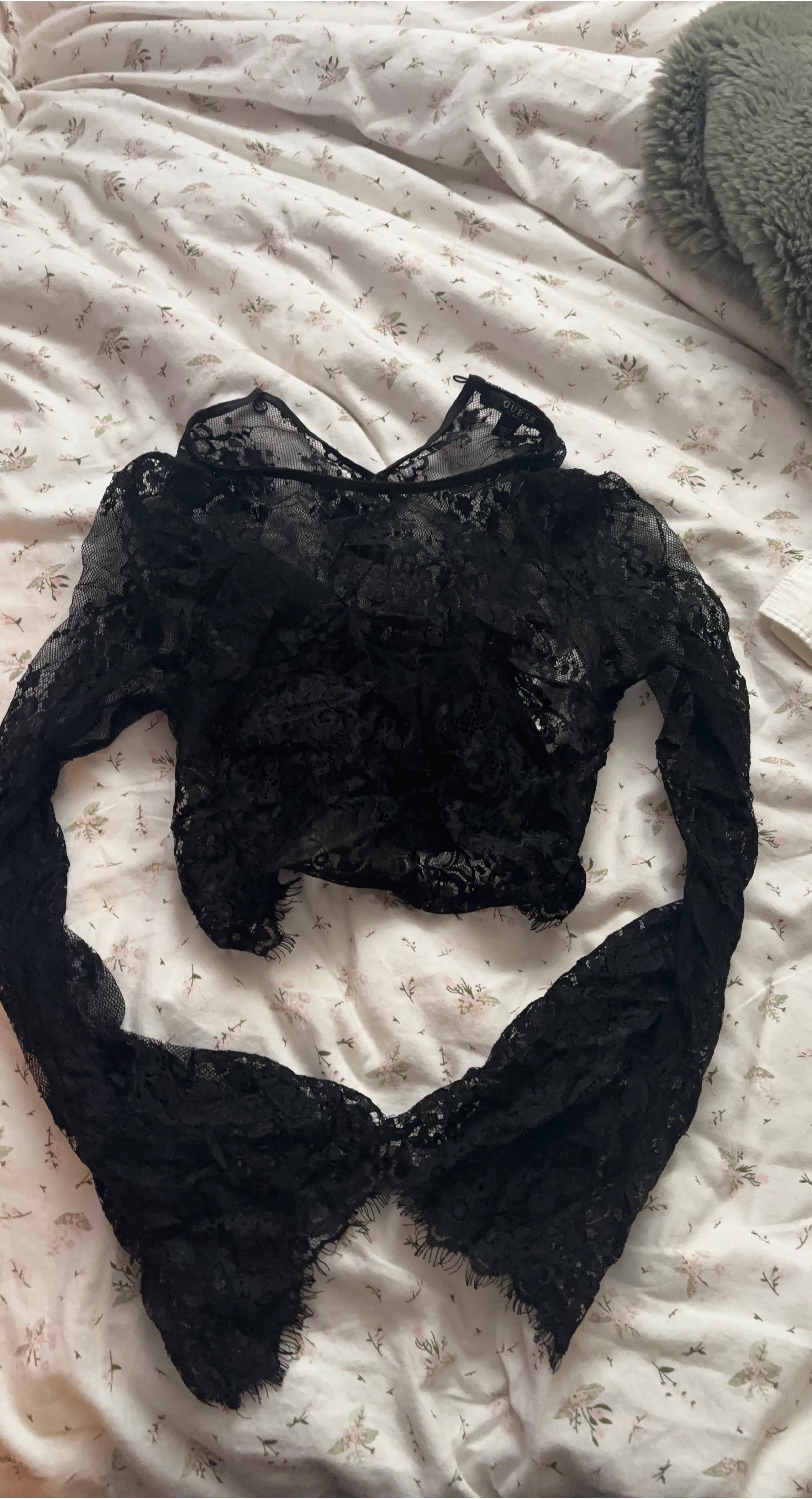 Guess Black Lace Crop Top