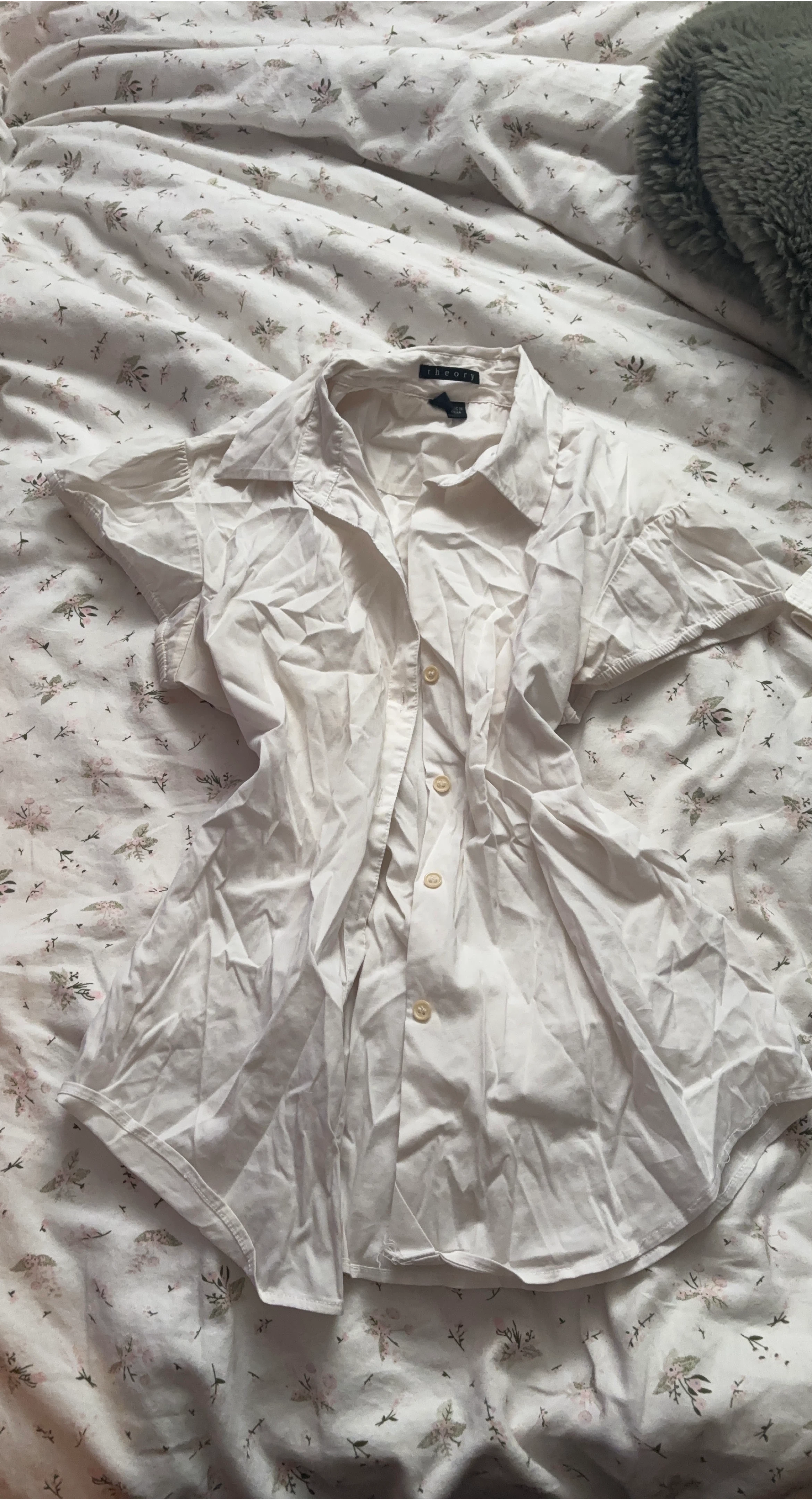 Theory White Short Sleeve Button-Up Shirt