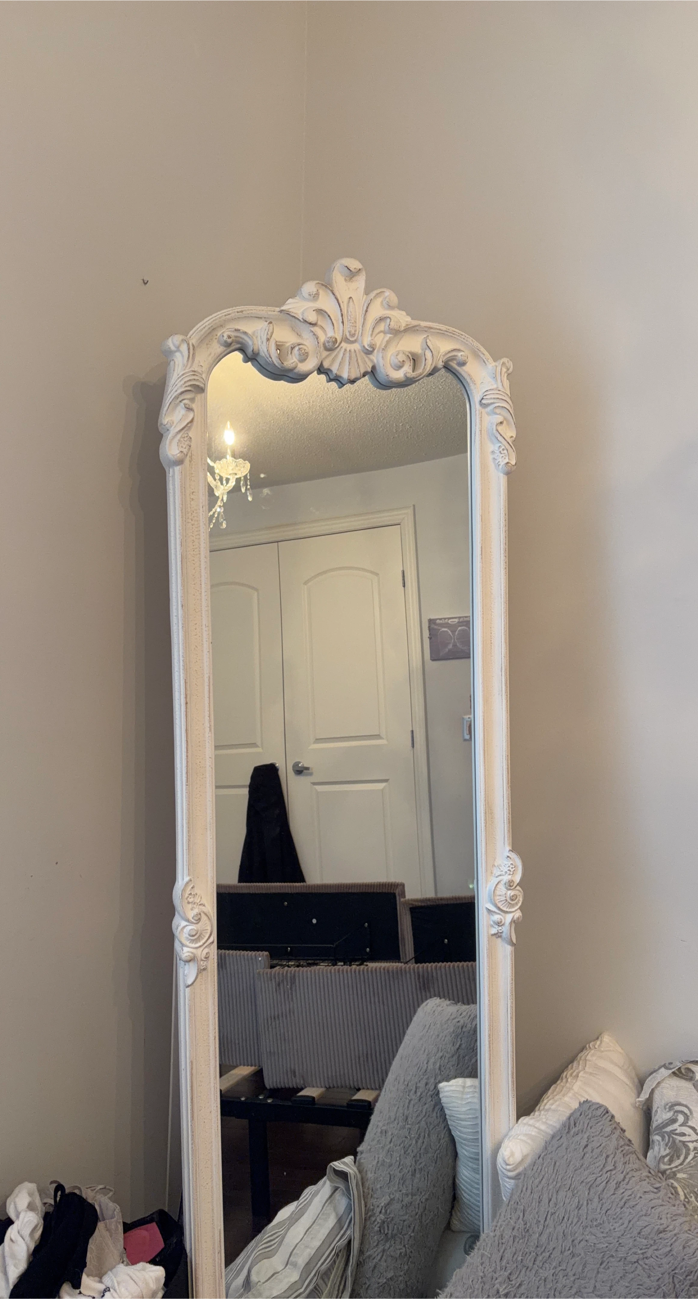 Ornate White Full Length Mirror