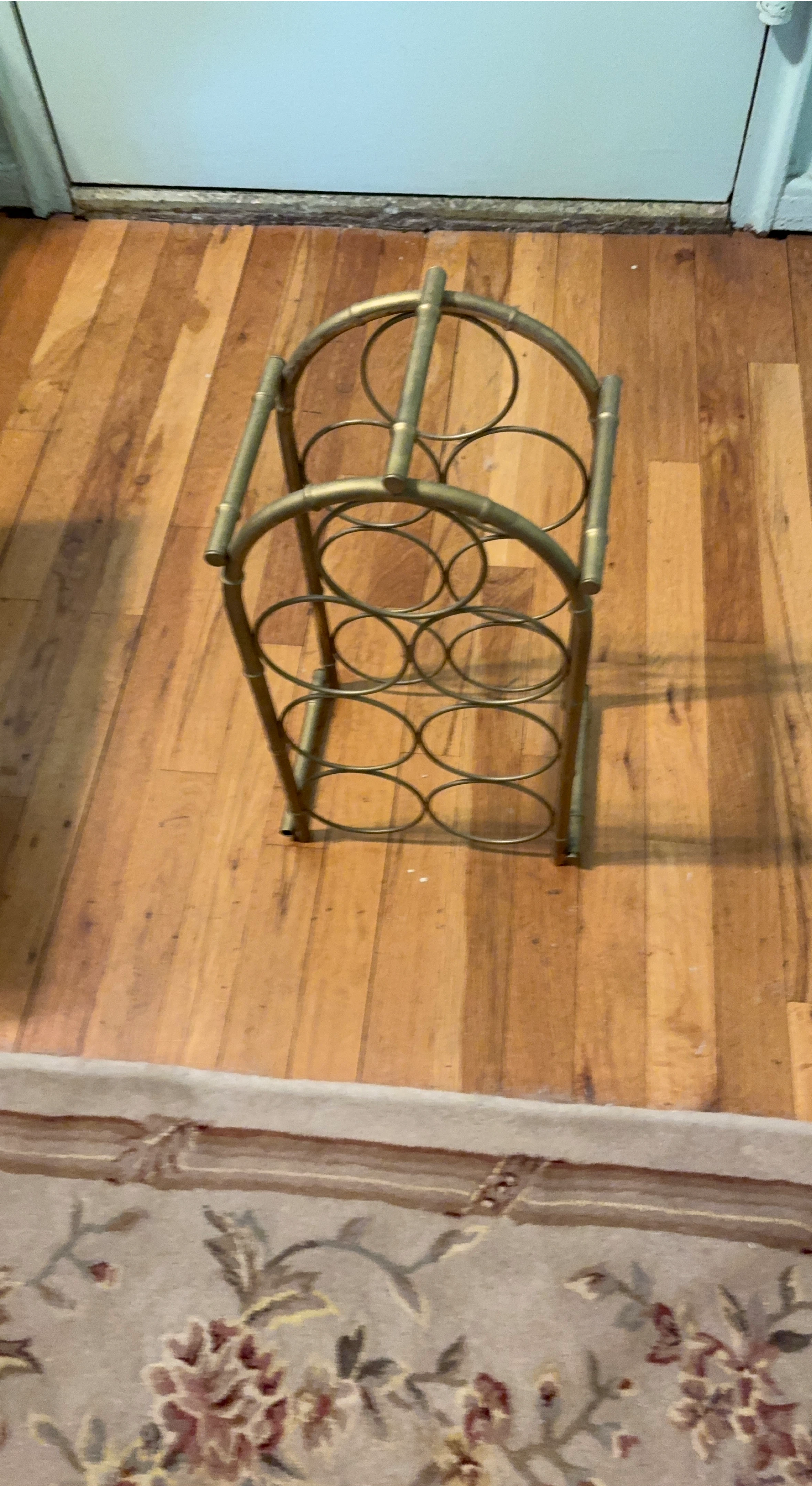 Vintage Gold Tone 6 Bottle Wine Rack