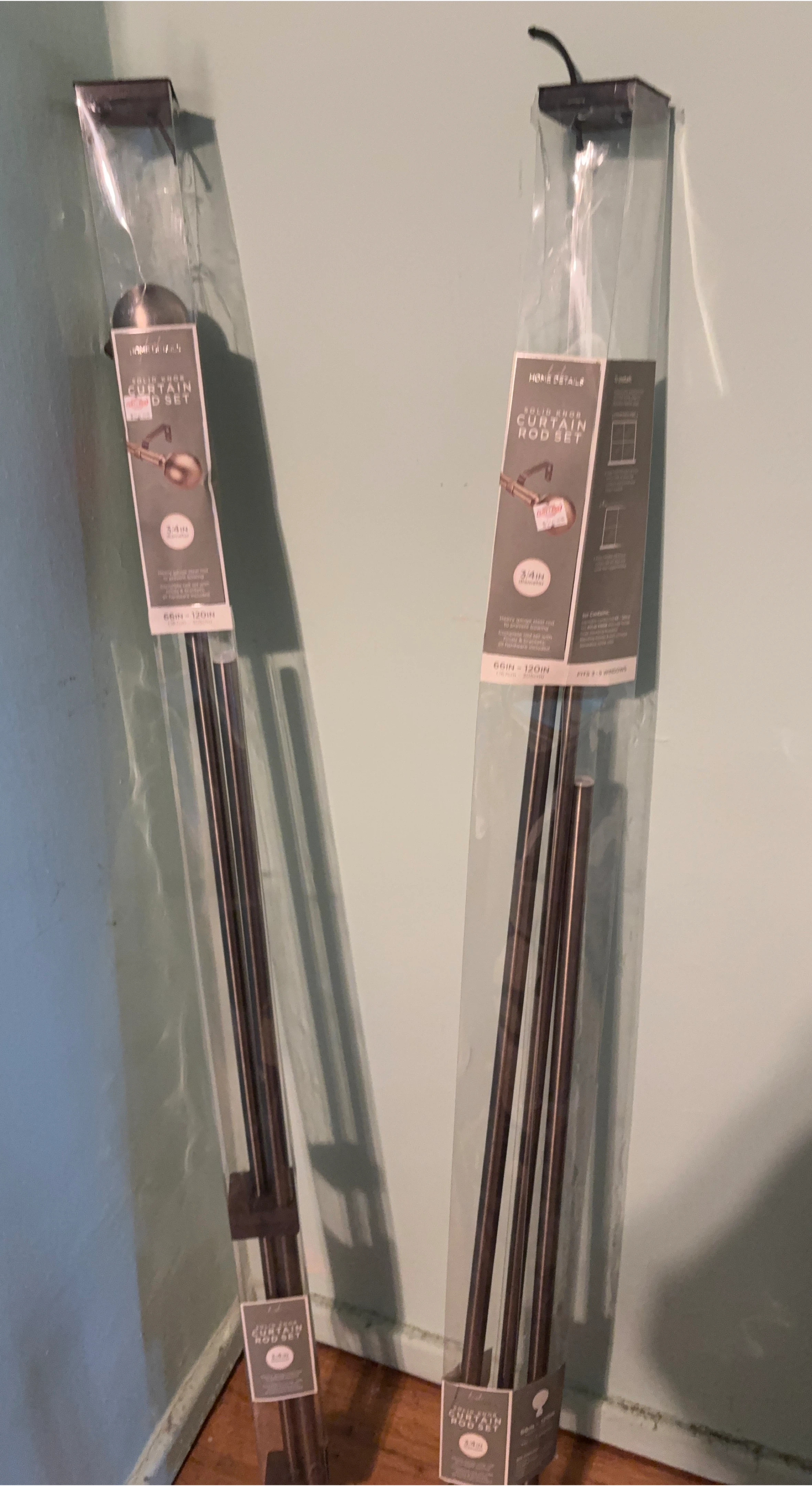 Home Décor Solid Knob Curtain Rod Set - 66-120 Inch