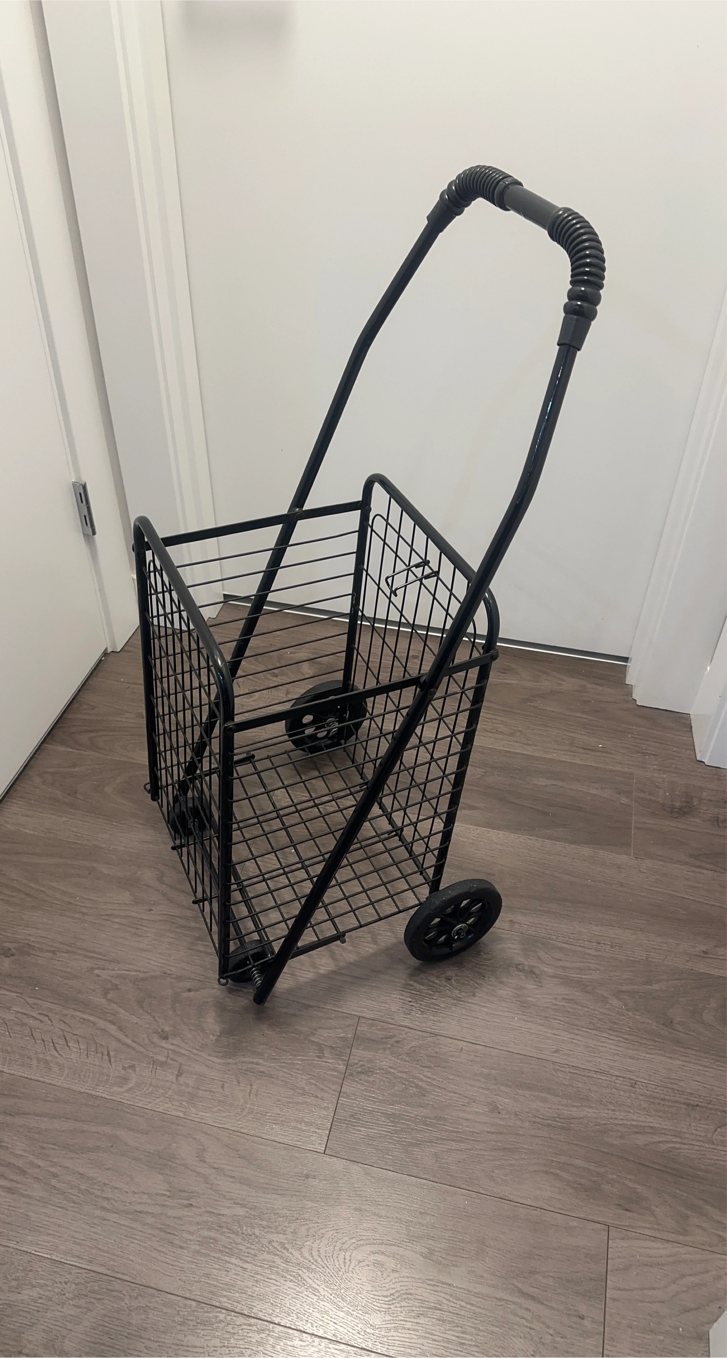 Black Metal Rolling Shopping Cart
