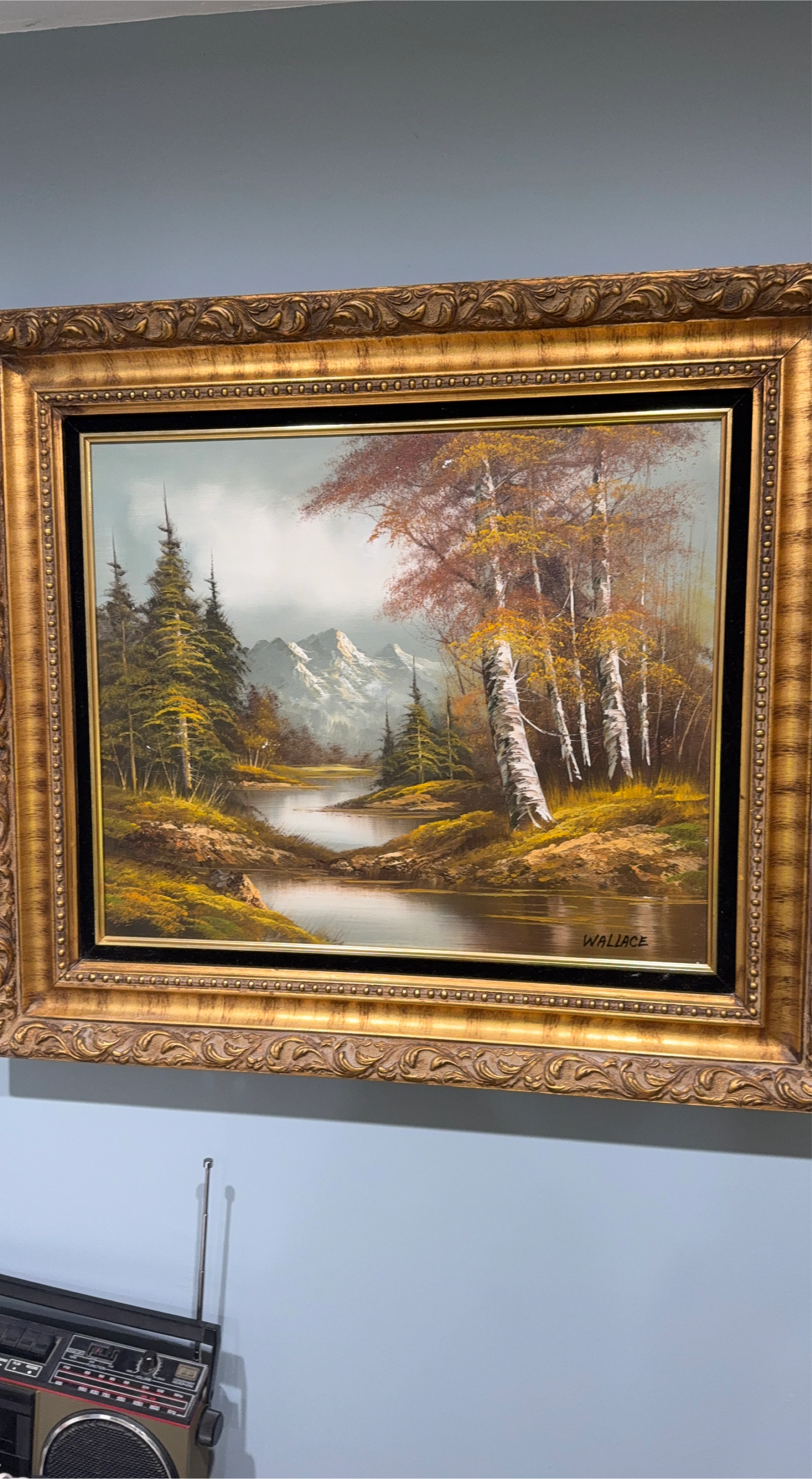Wallace Landscape Oil Painting with Ornate Gold Frame