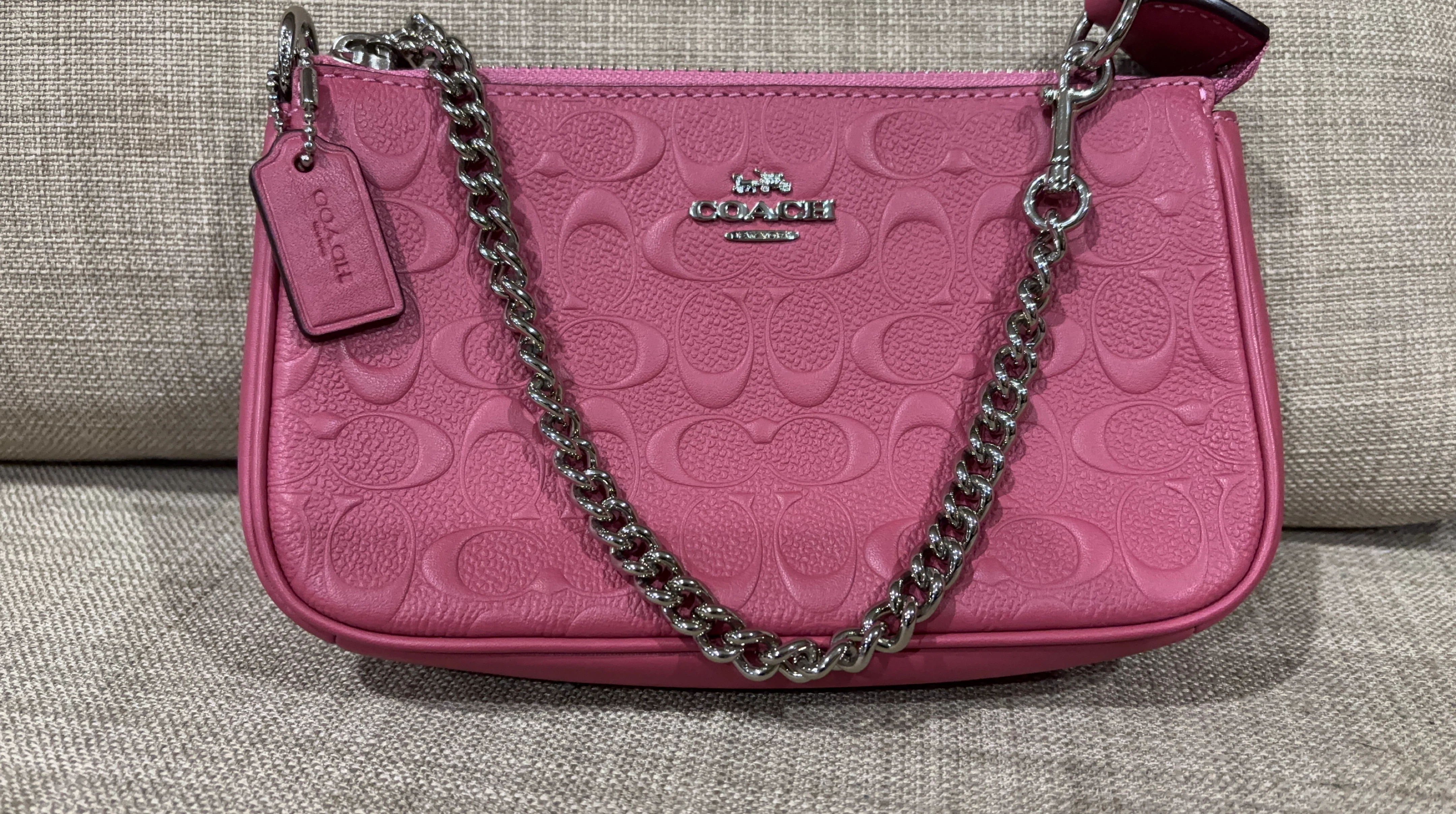 Coach Pink Monogram Wristlet Pouch