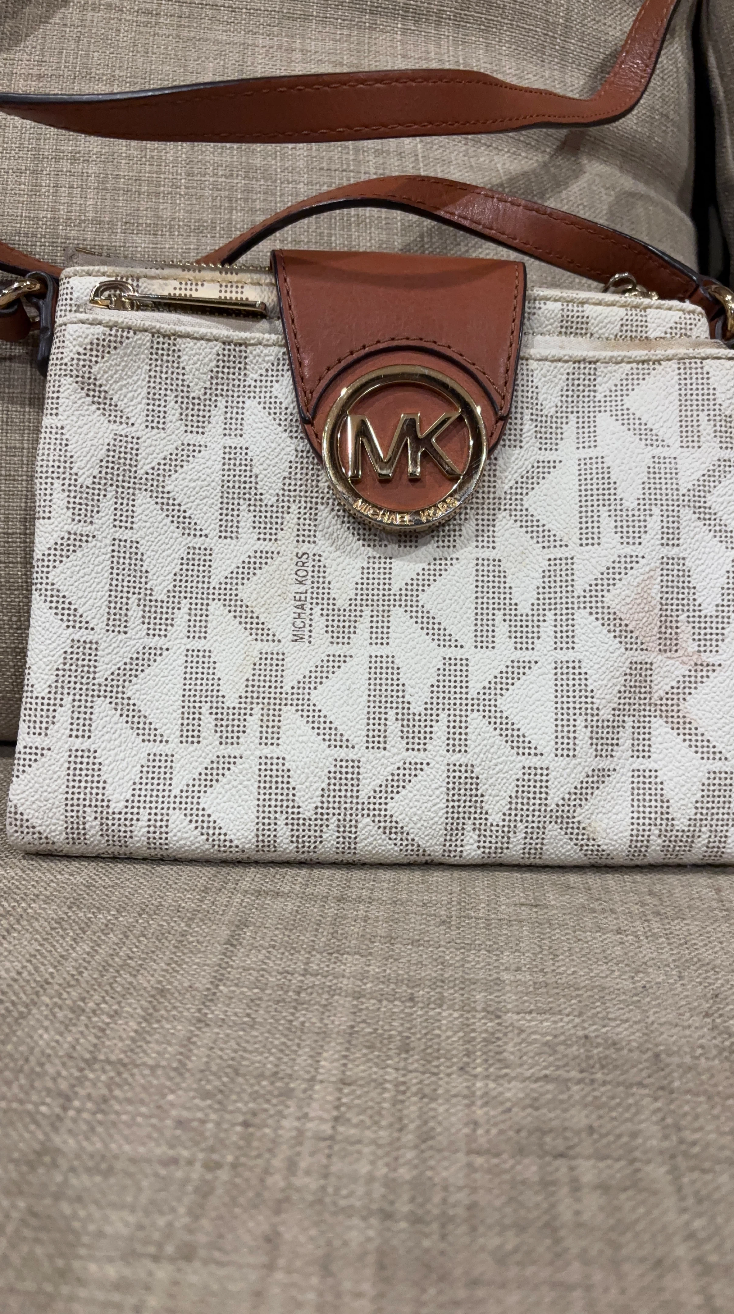 Michael Kors Wallet/Clutch - White/Brown MK Signature