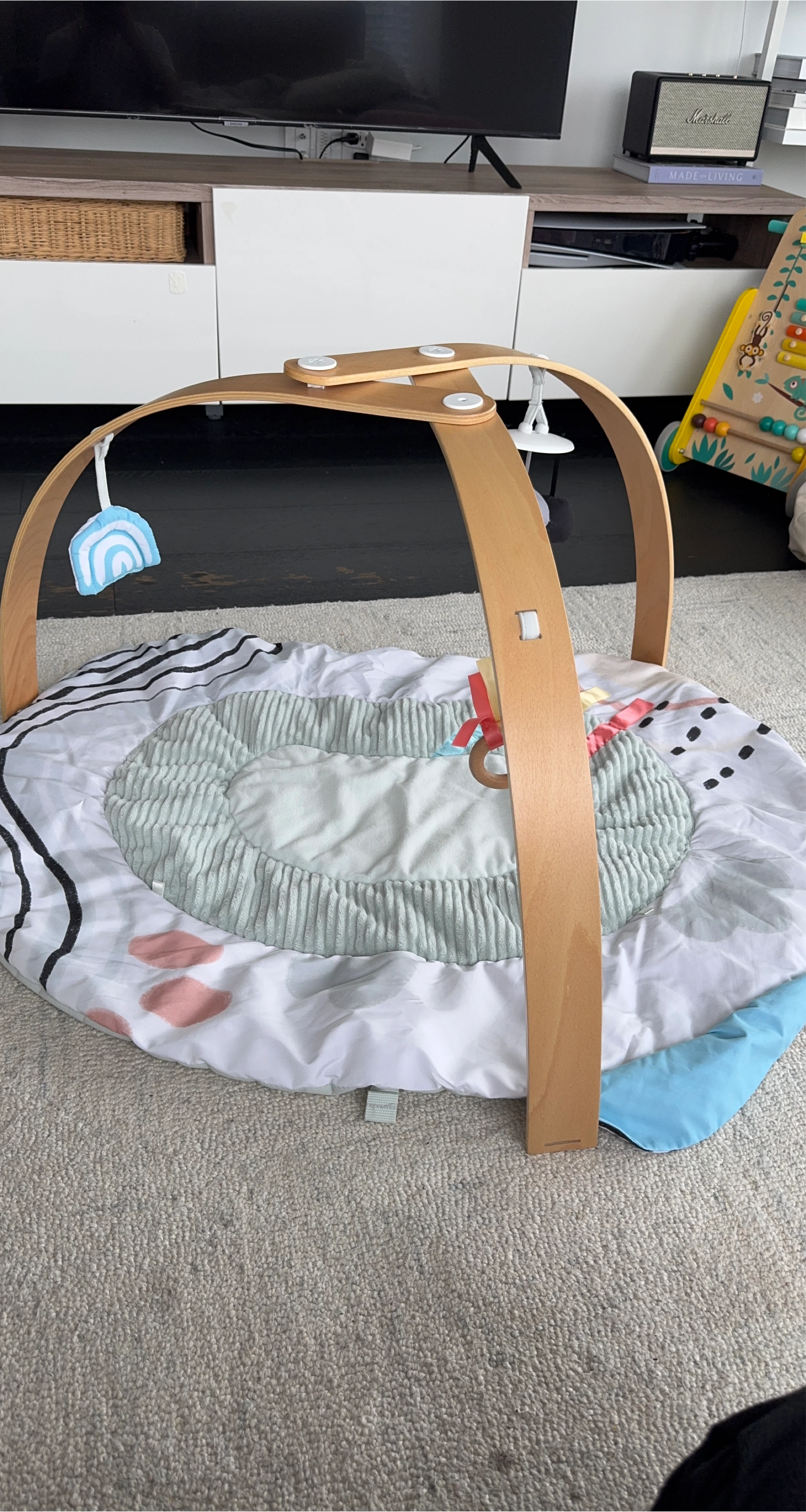 Wooden Baby Gym Play Mat with Toys