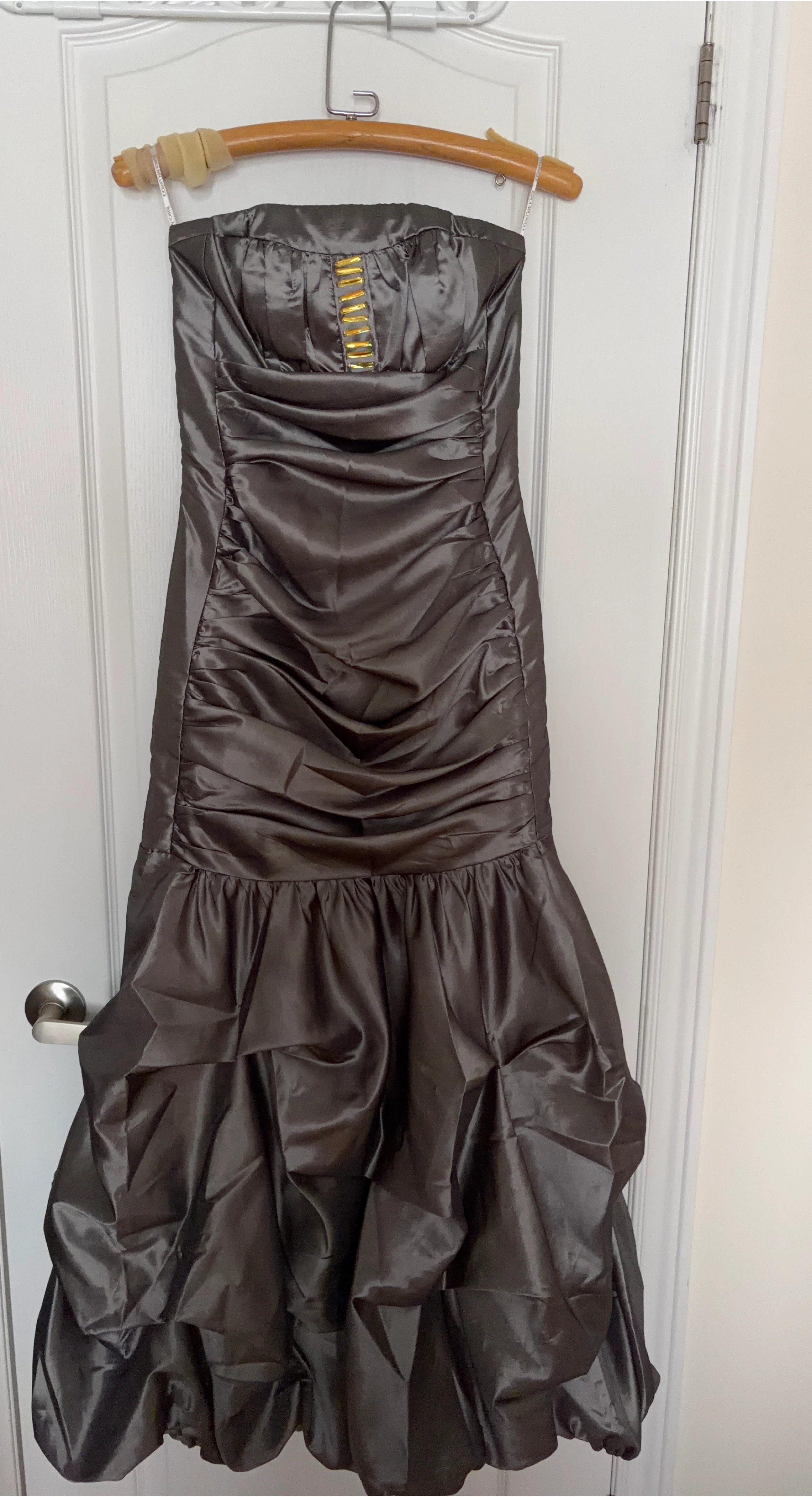 Strapless Grey Embellished Gown