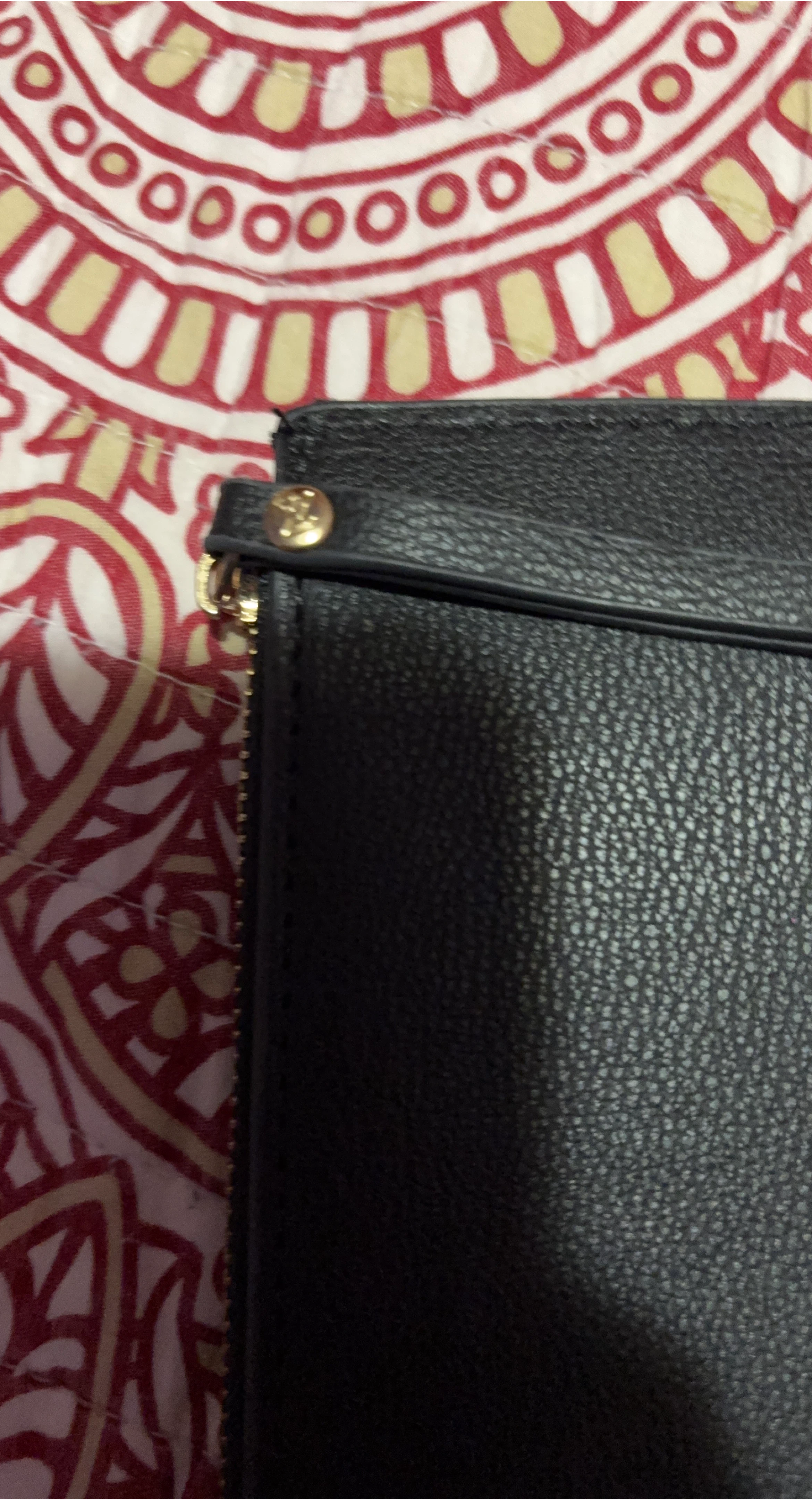 Black Faux Leather Zip Pouch for cash holder
