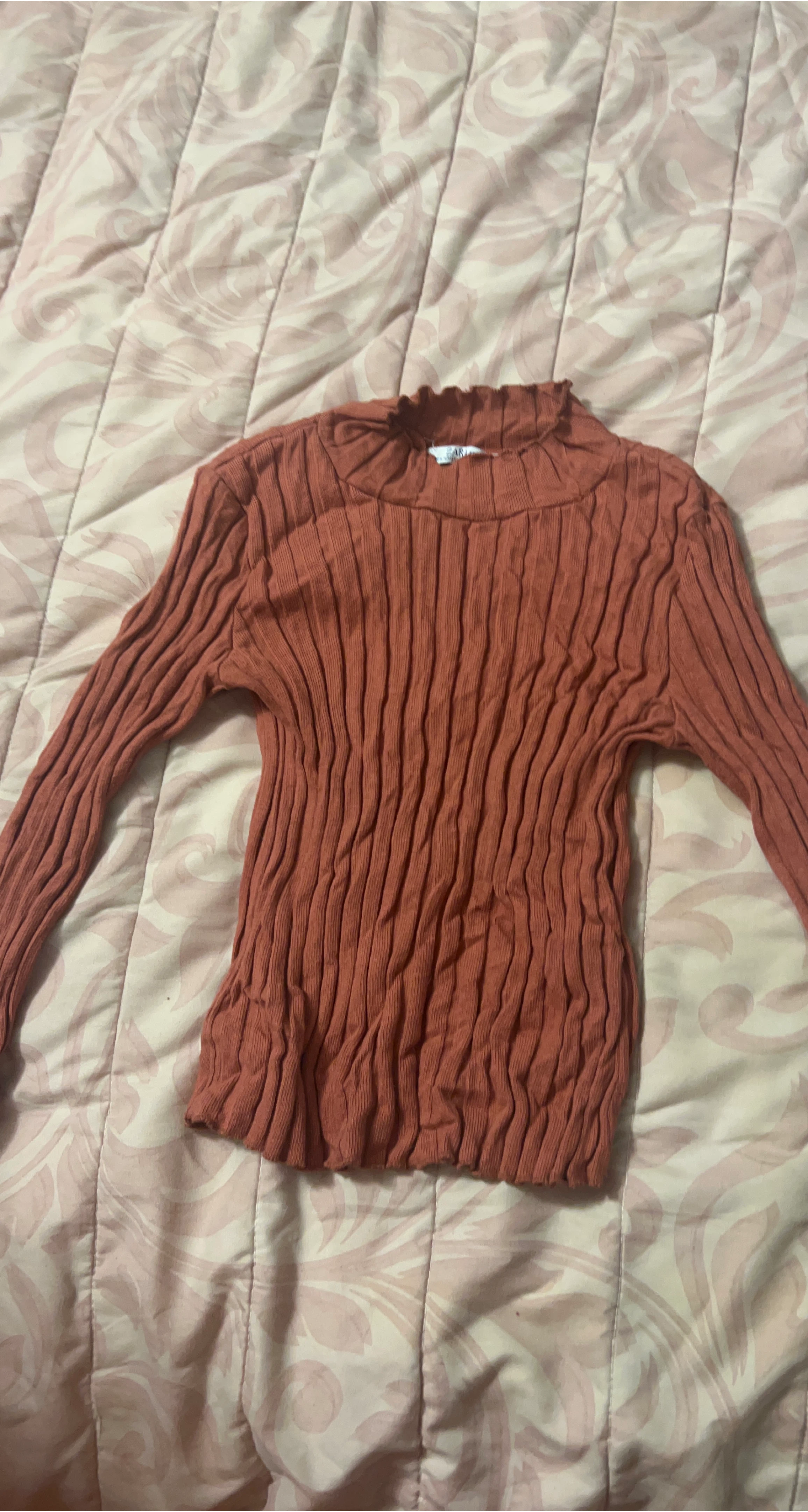 Ribbed Mock Neck Long Sleeve Top
