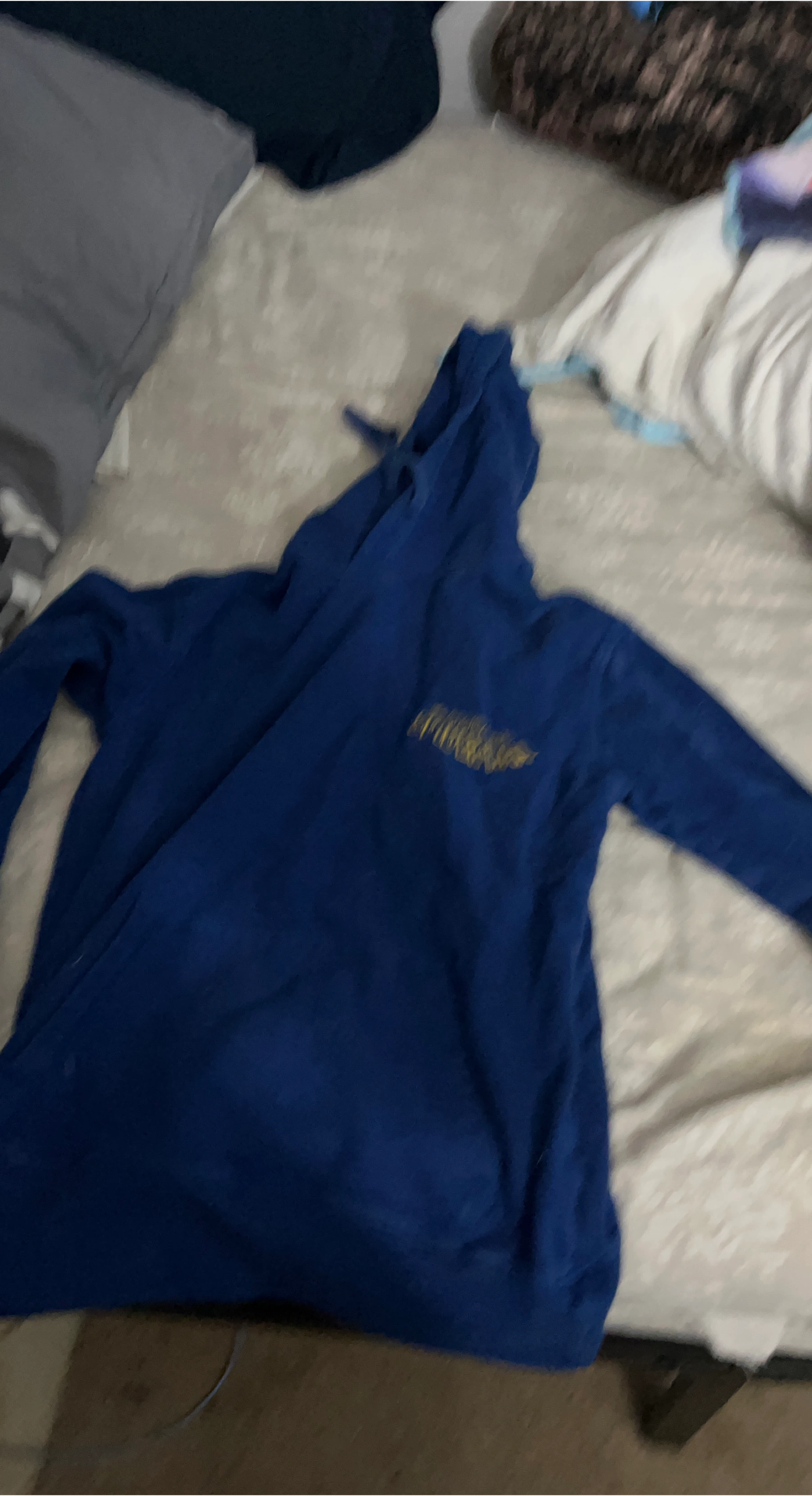 Blue Hoodie with Yellow Graphic