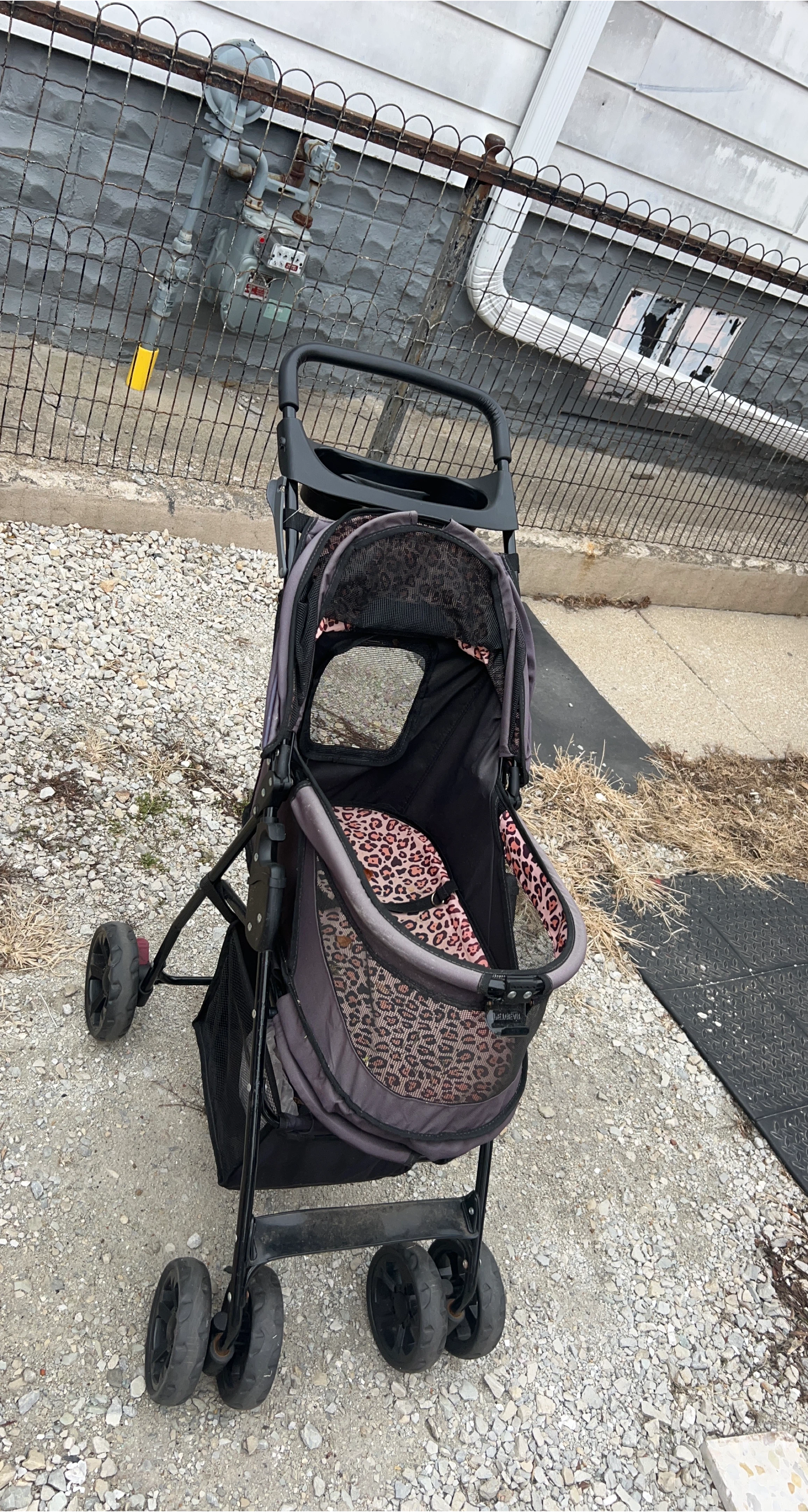 Gray and Leopard Print Stroller