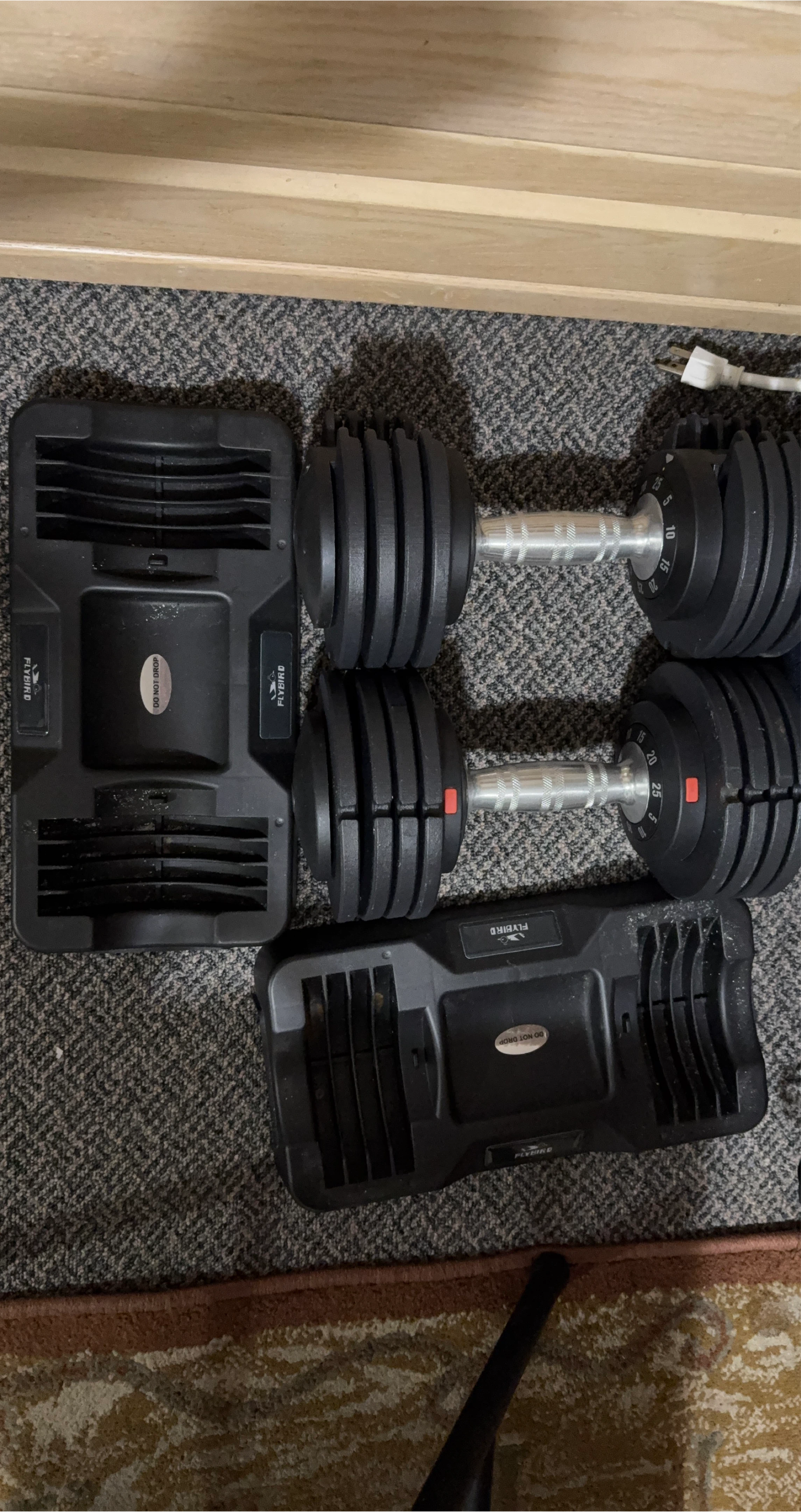 FLYBIRD Adjustable Dumbbells (25 lbs each) with Storage Bases