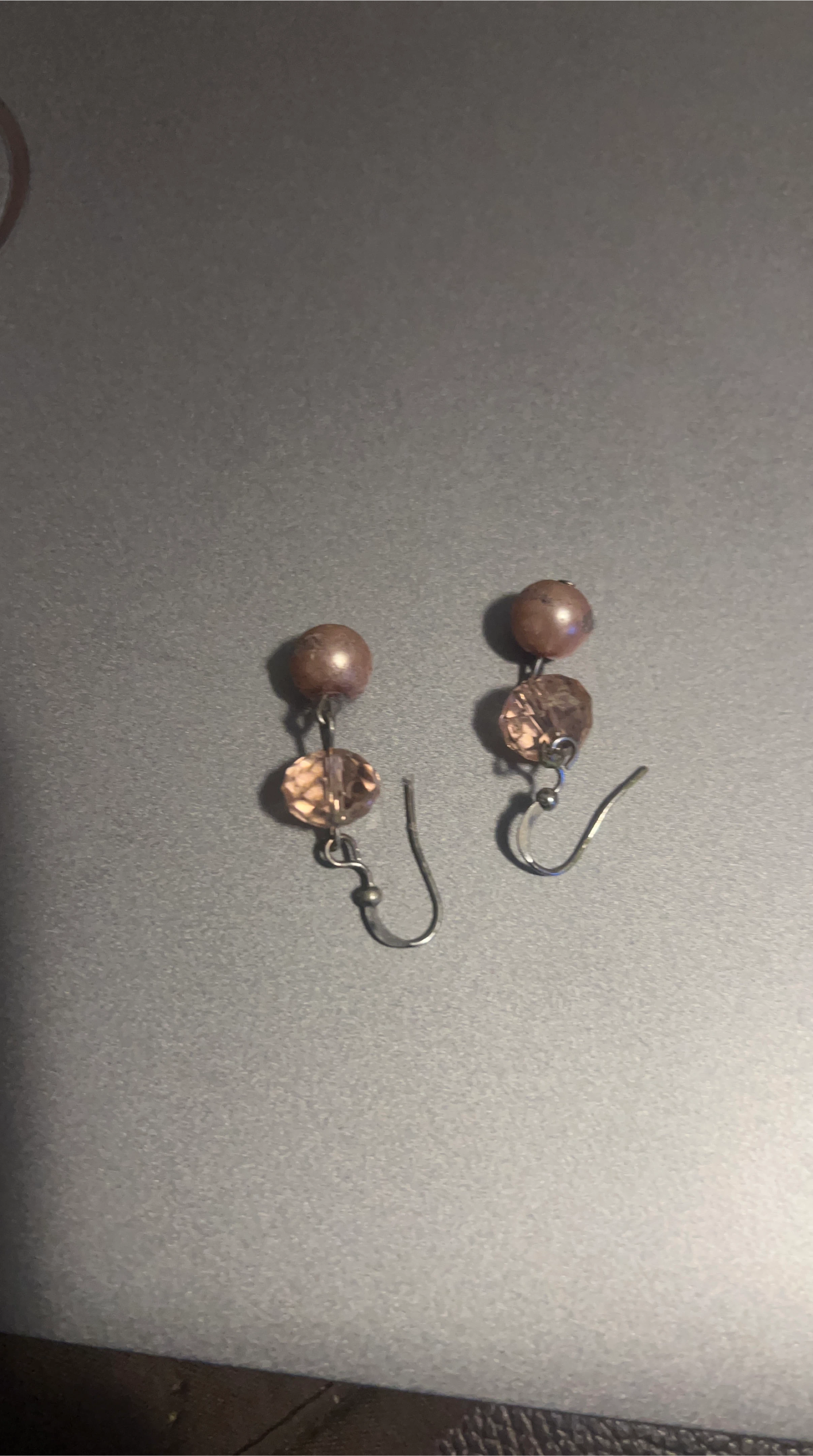 Pink Pearl and Crystal Drop Earrings