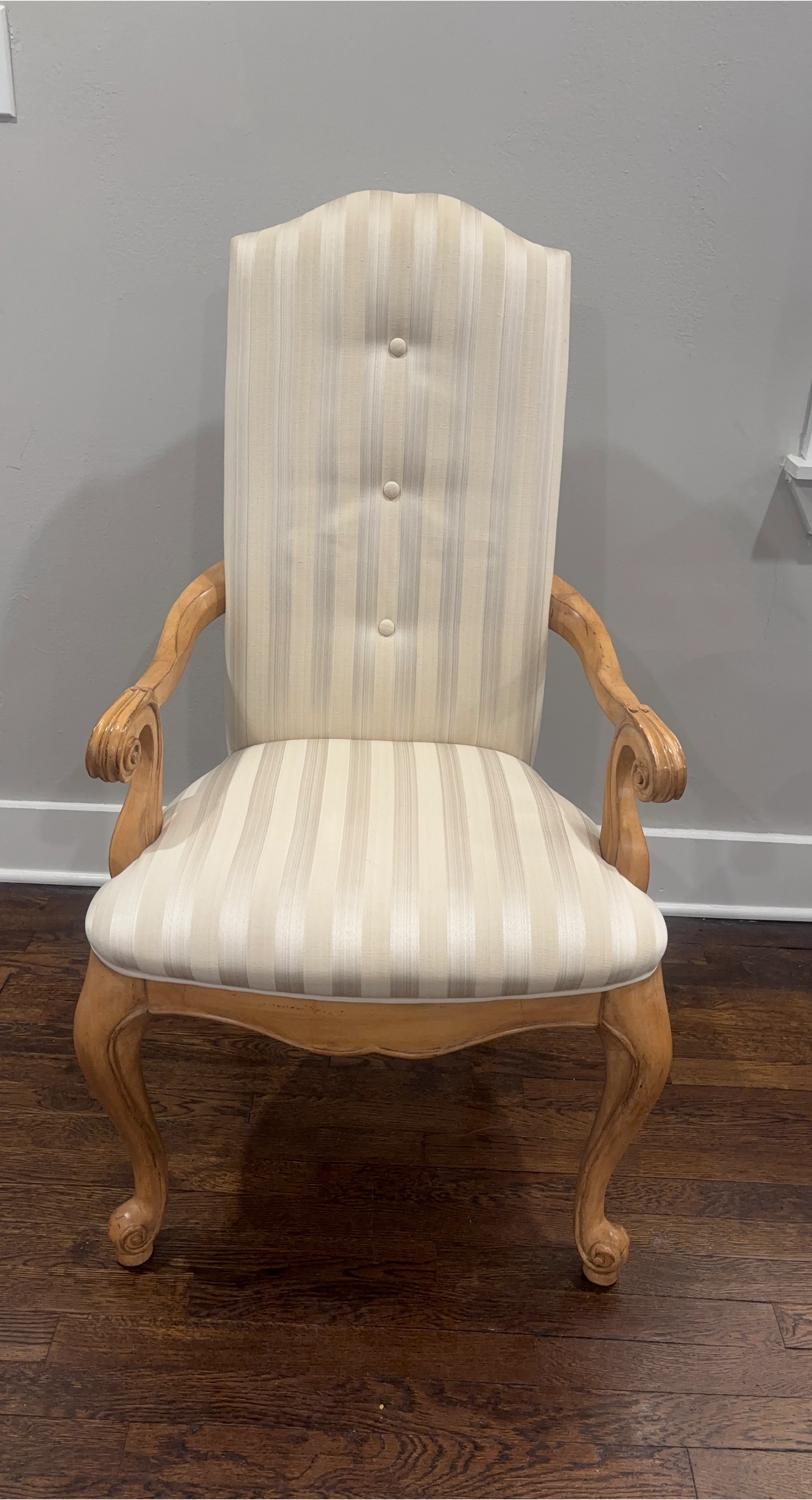 Striped Upholstered Arm Chair