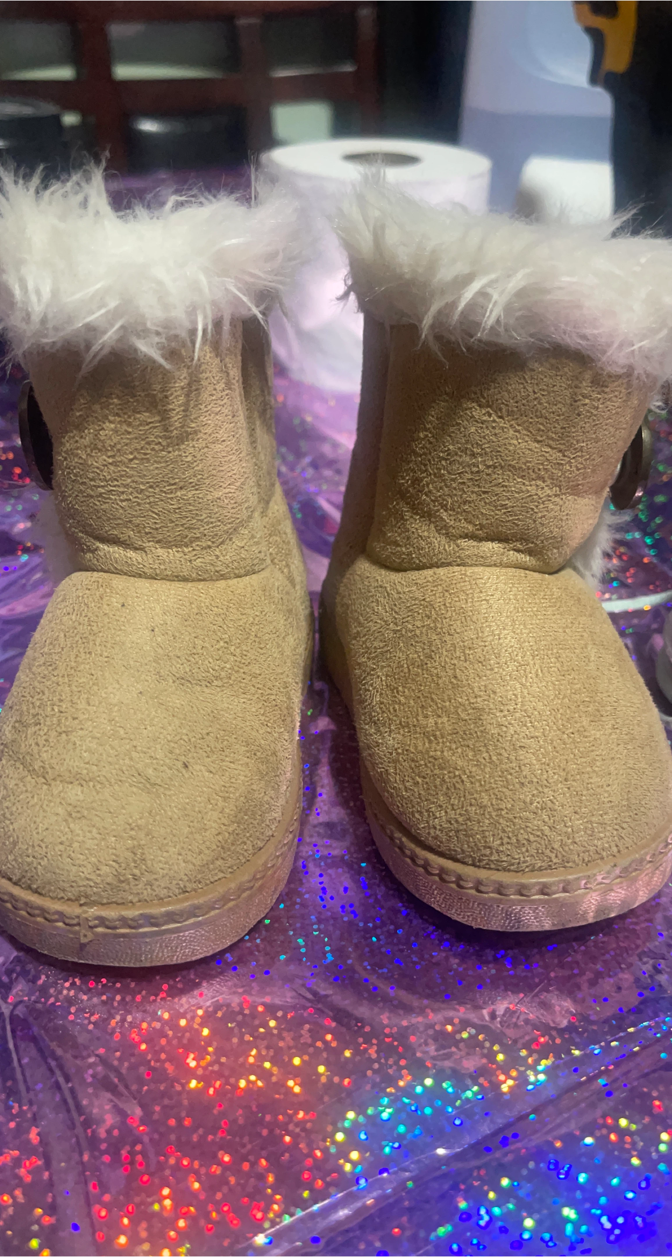 Tan Faux Suede & Fur Trim Boots