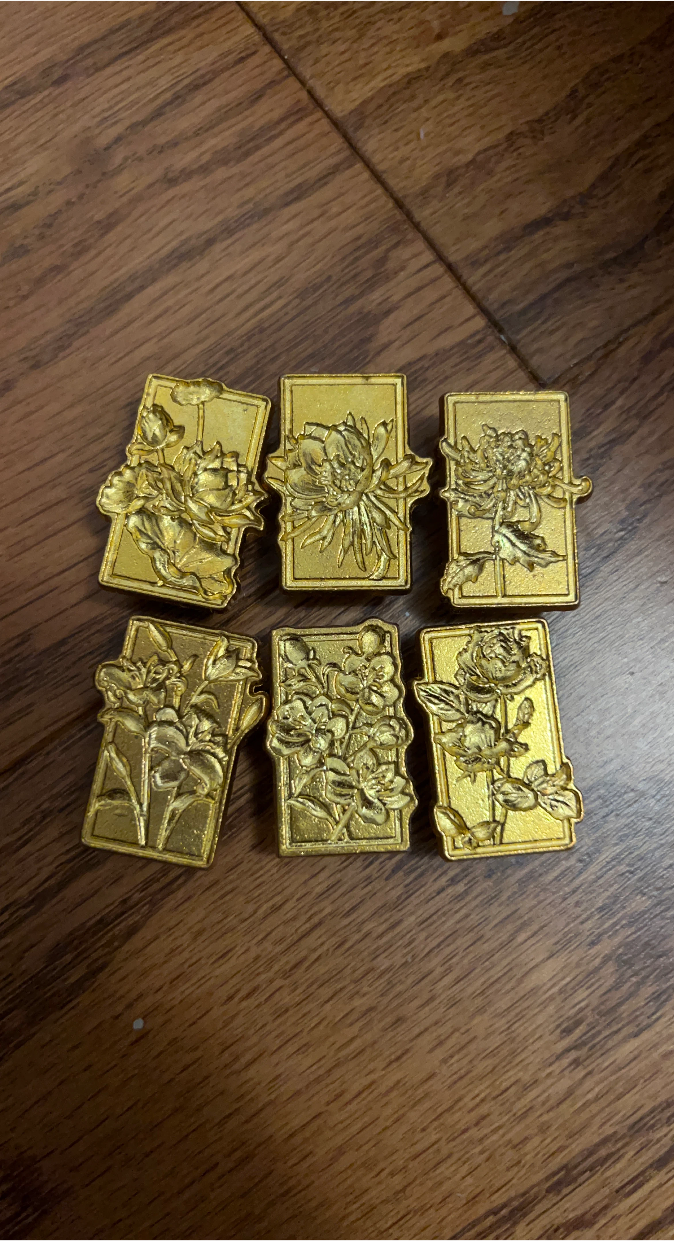Set of 6 Gold Floral Enamel wax stamp heads
