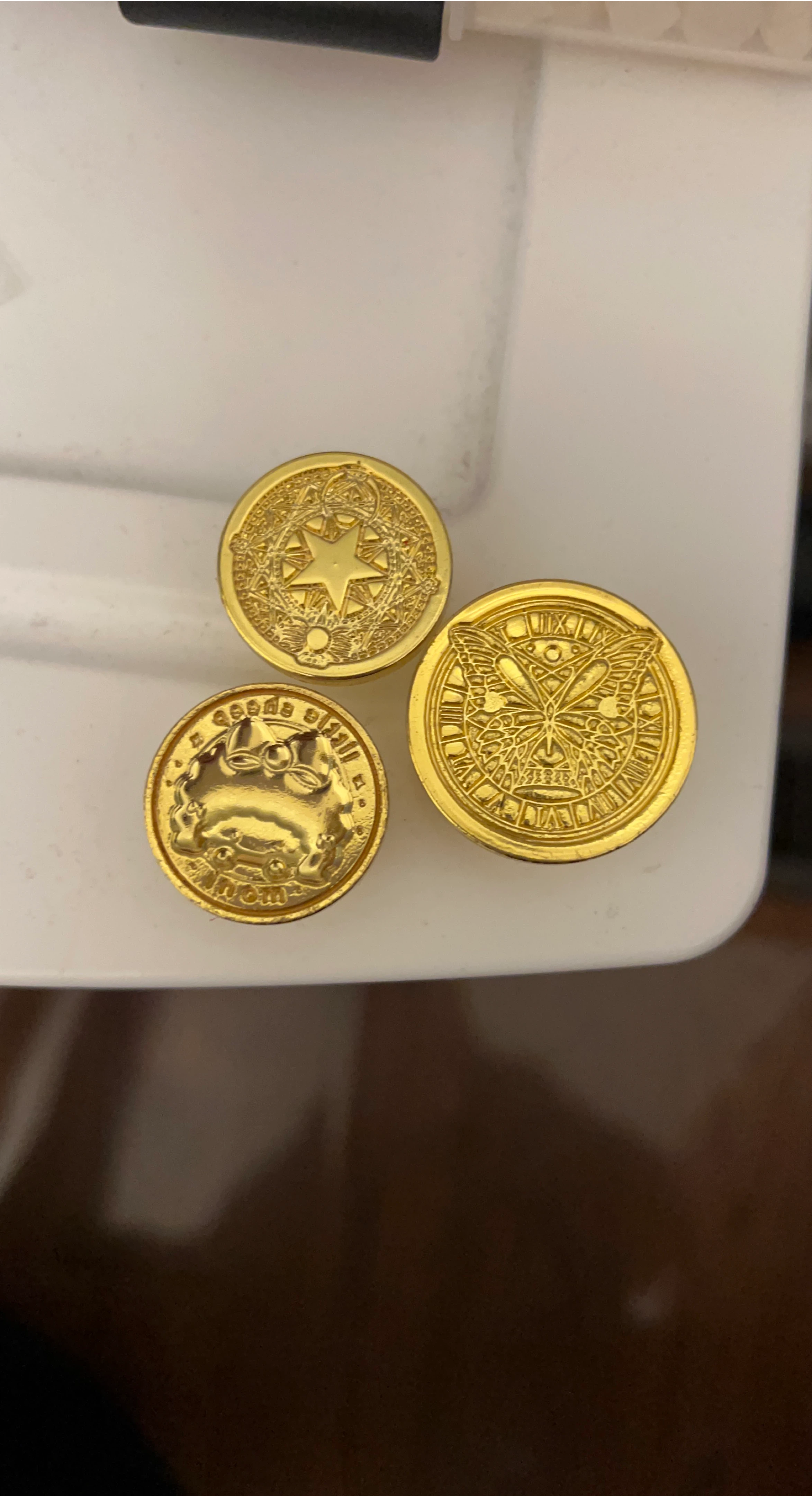 Set of 3 Gold-Tone Decorative wax seal stamp heads