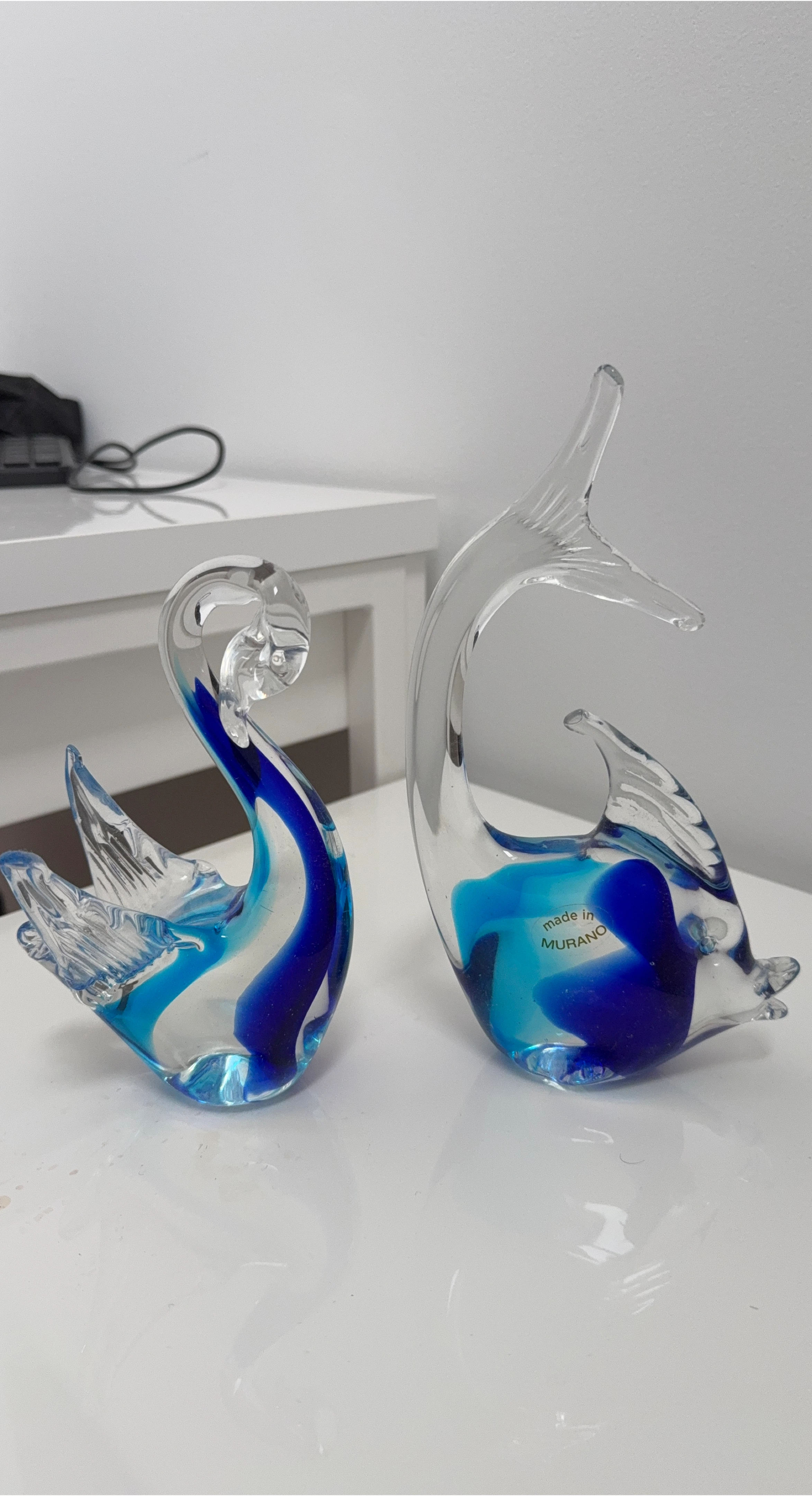 Murano Glass Swan and Fish Figurines