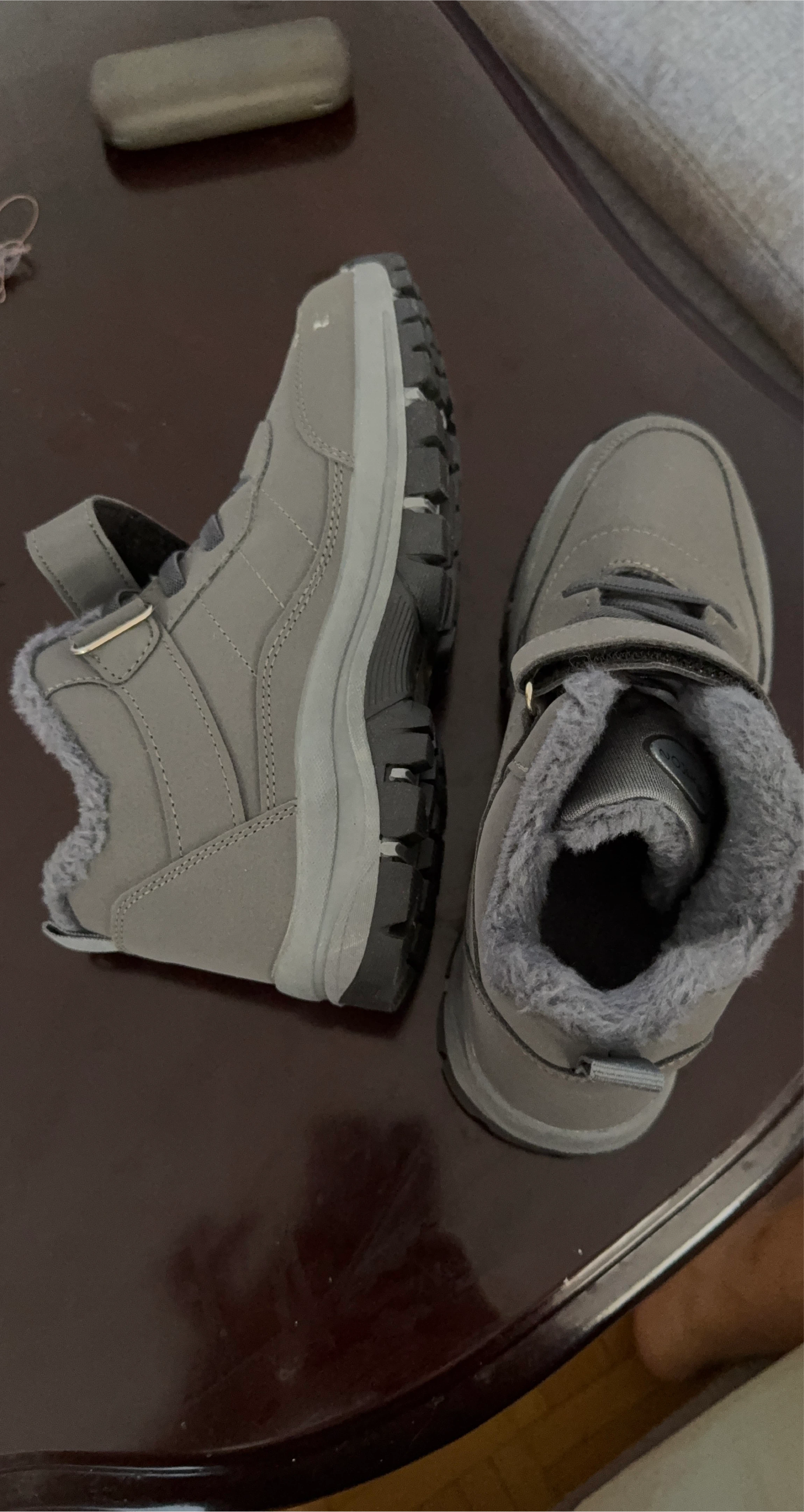 Grey Faux Fur Lined Winter Boots
