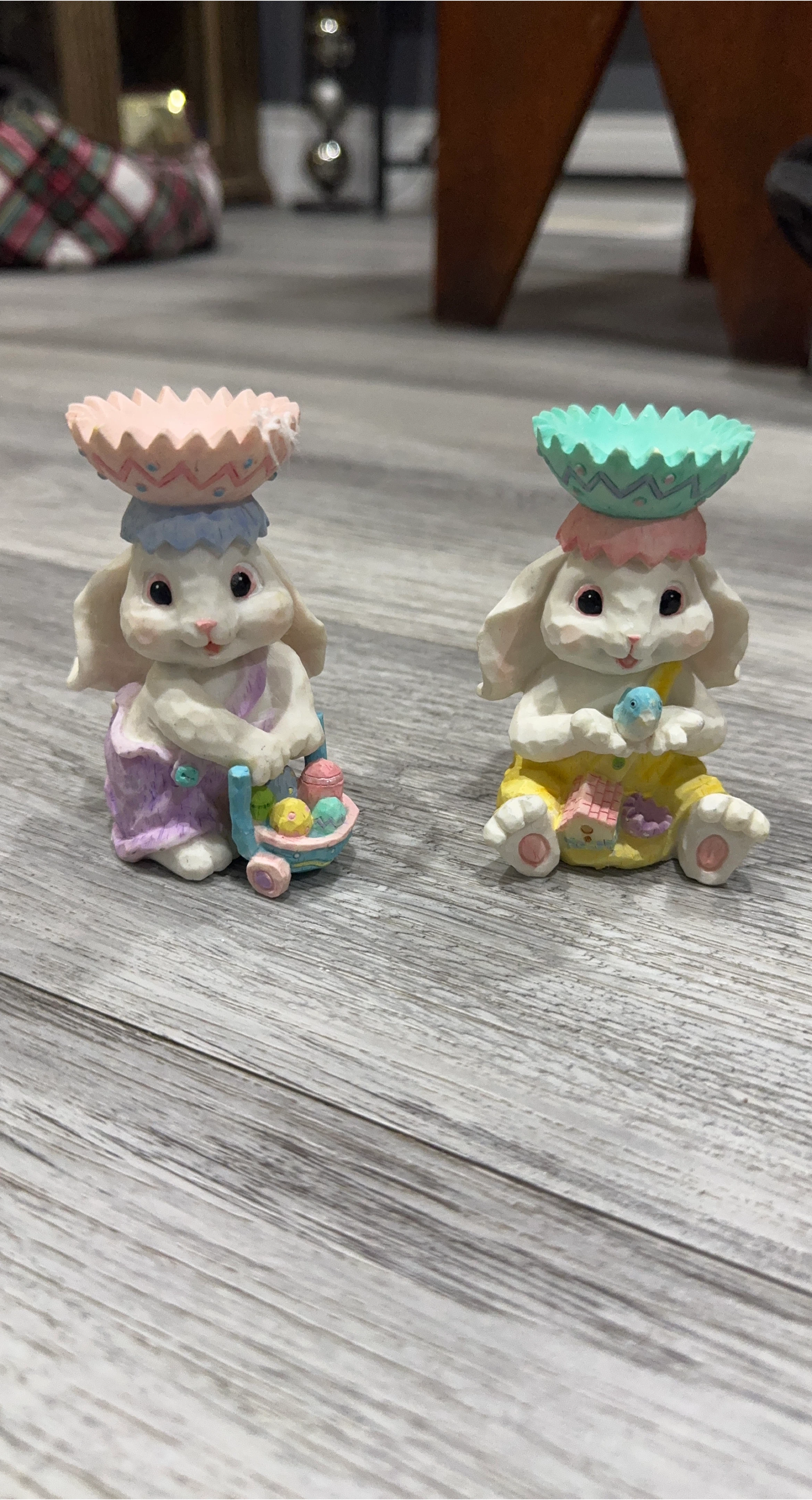 Easter Bunny Figurines with Easter Eggs