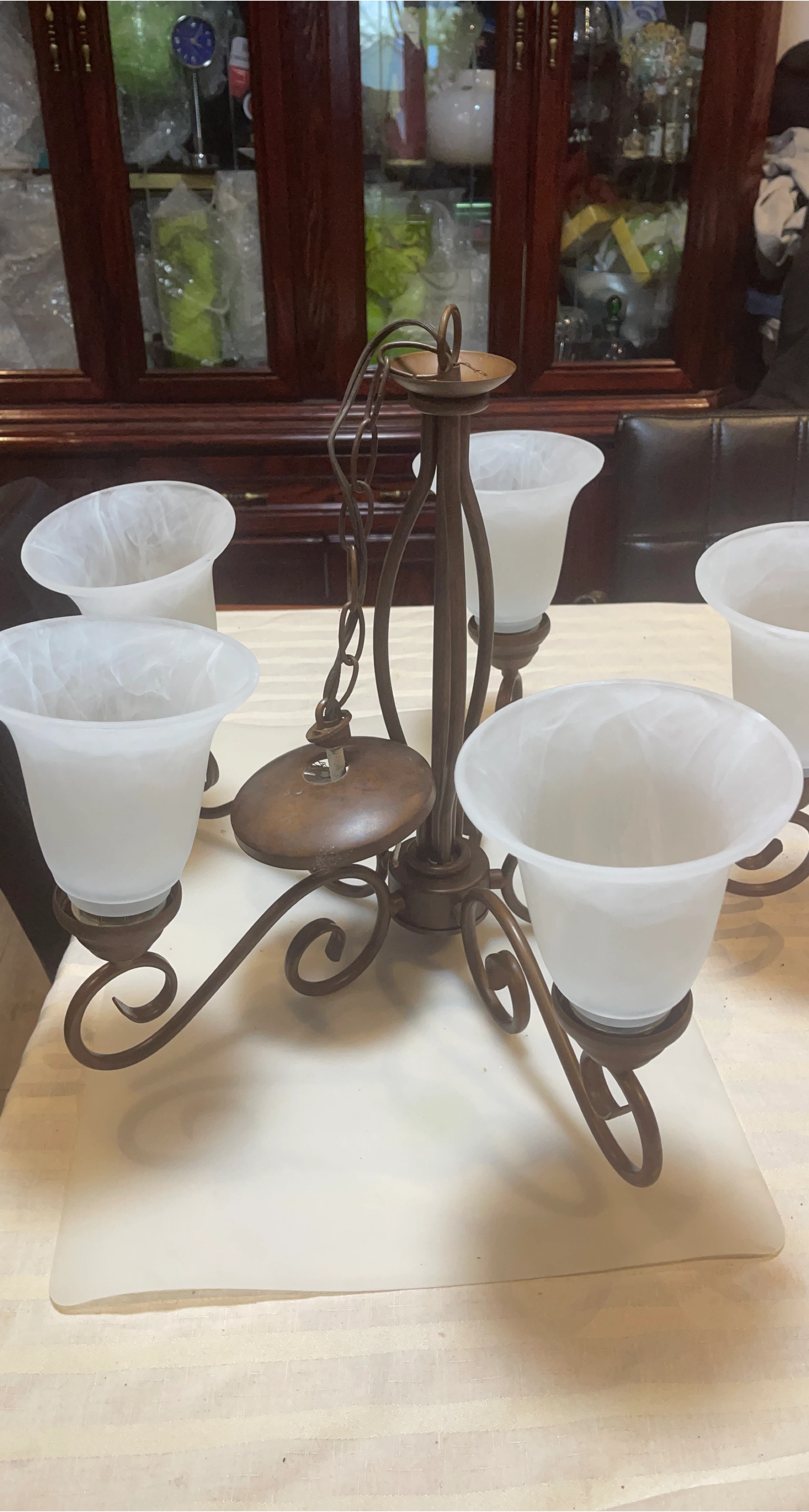5-Light Chandelier with Frosted Glass Shades