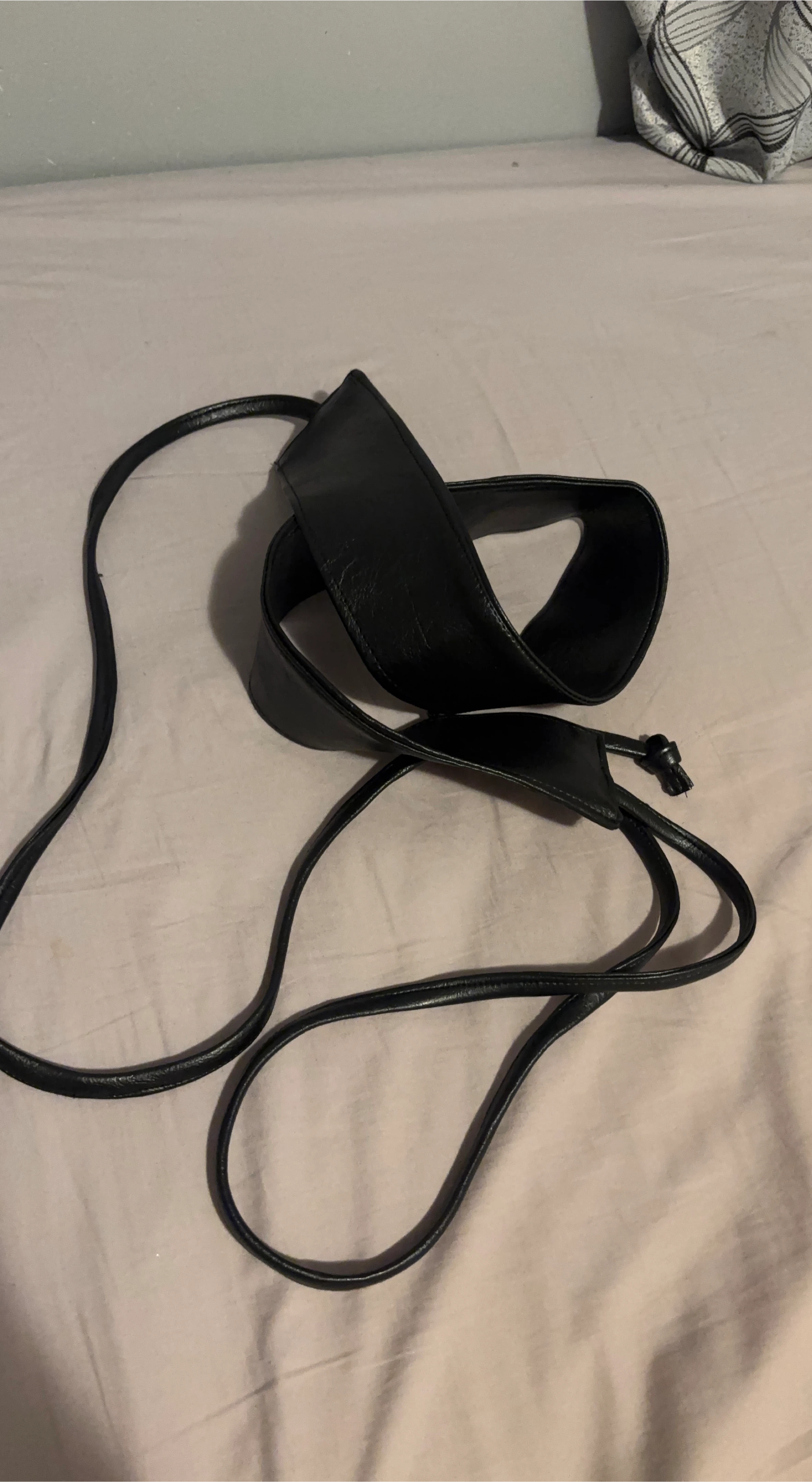 Black Faux Leather Obi Belt