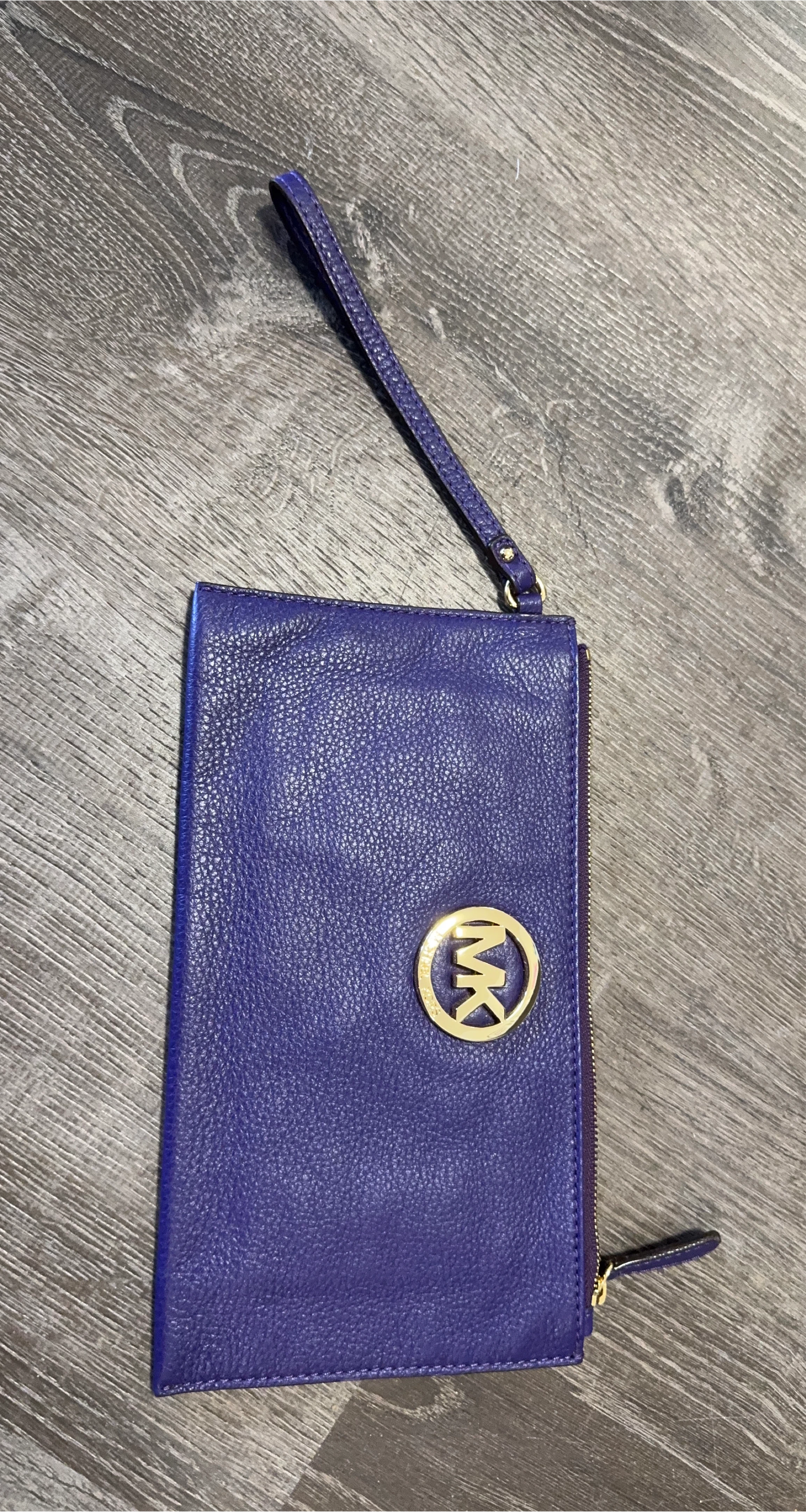 Michael Kors Purple Leather Wristlet Clutch