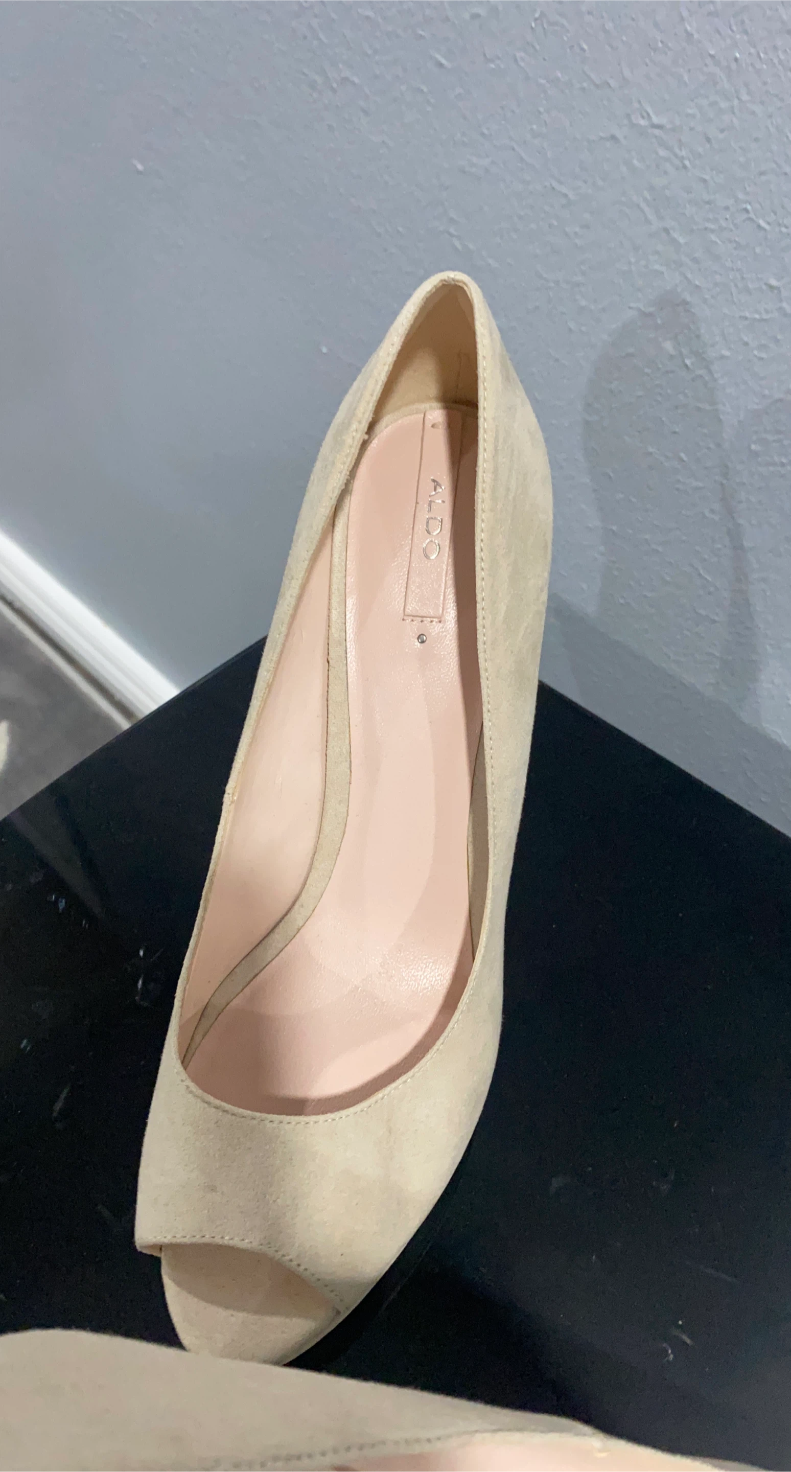ALDO Women's Peep-Toe Heels - Beige Suede