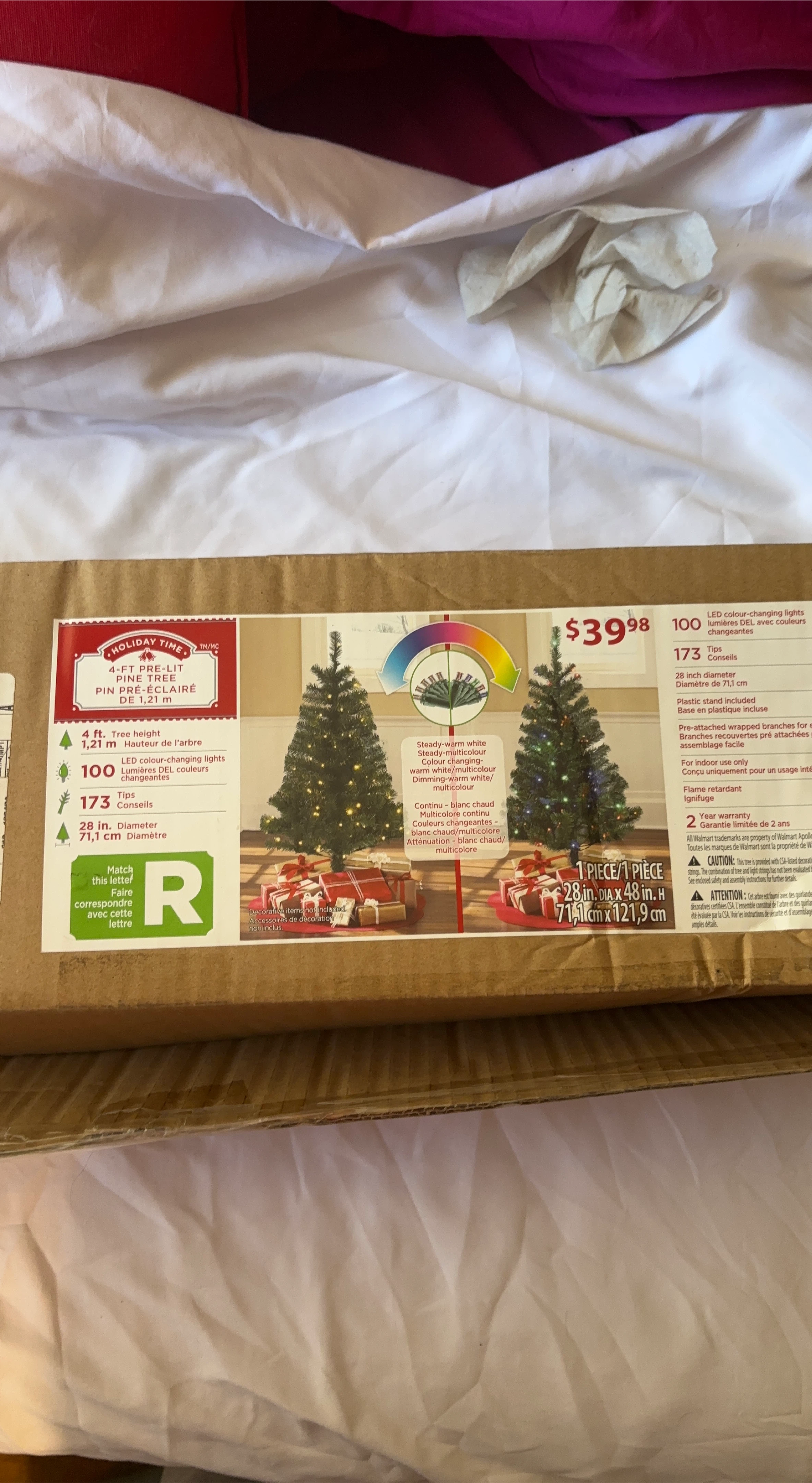 Holiday Time 4 ft Pre-Lit Pine Tree