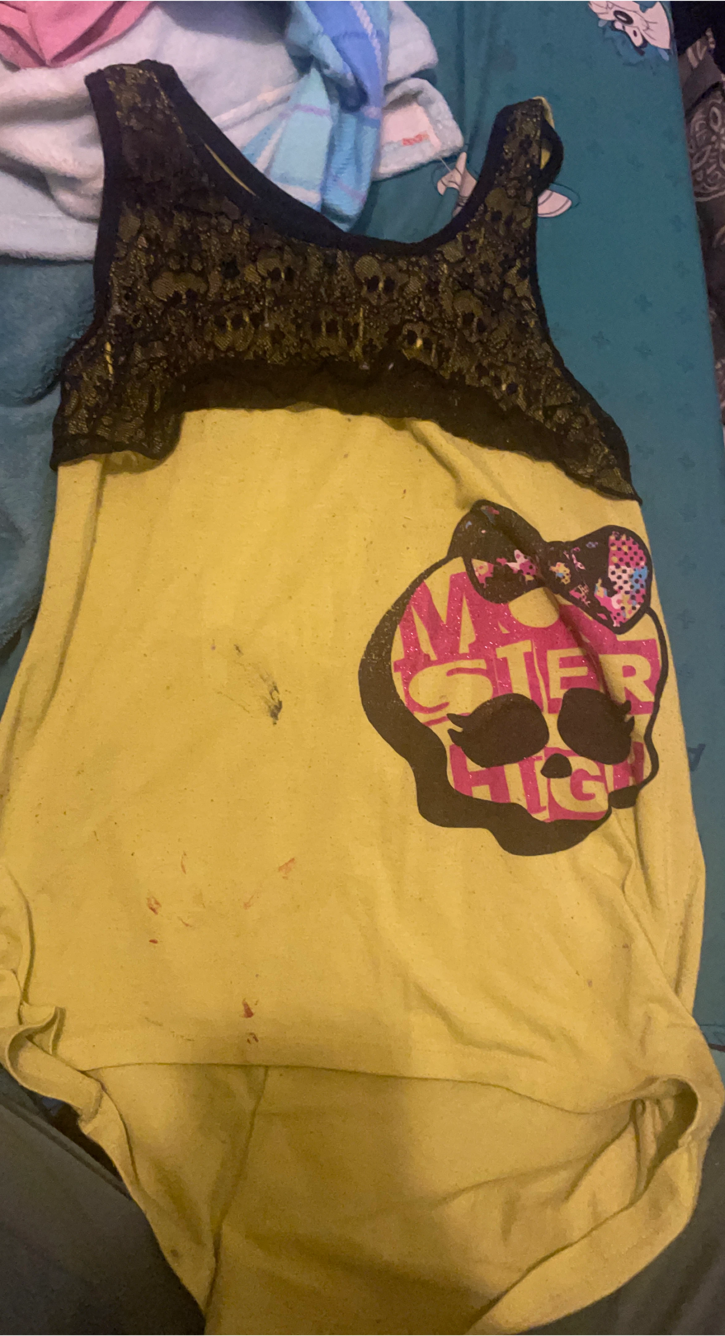 Monster High Yellow Tank Top with Black Lace