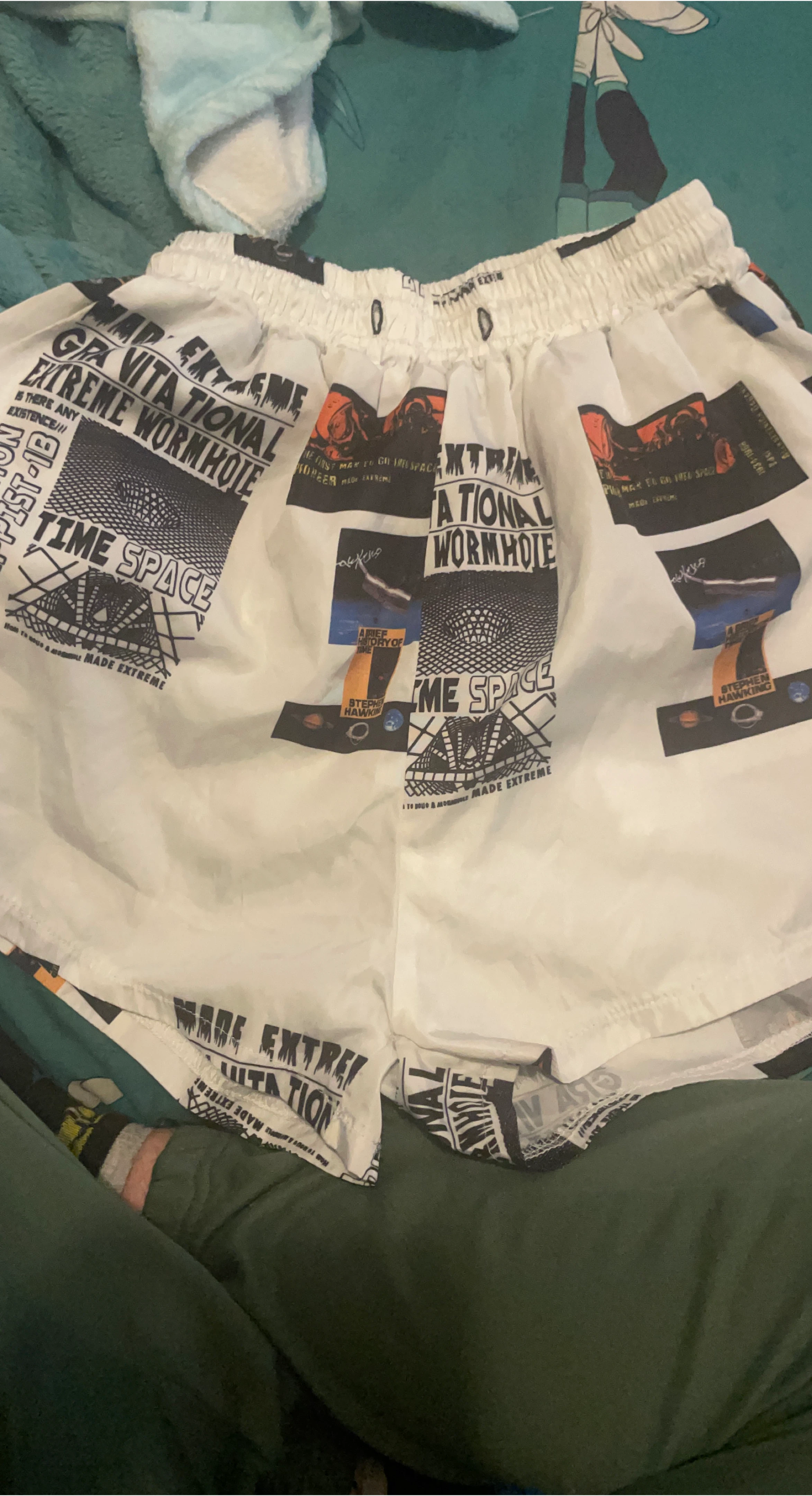 White Graphic Shorts