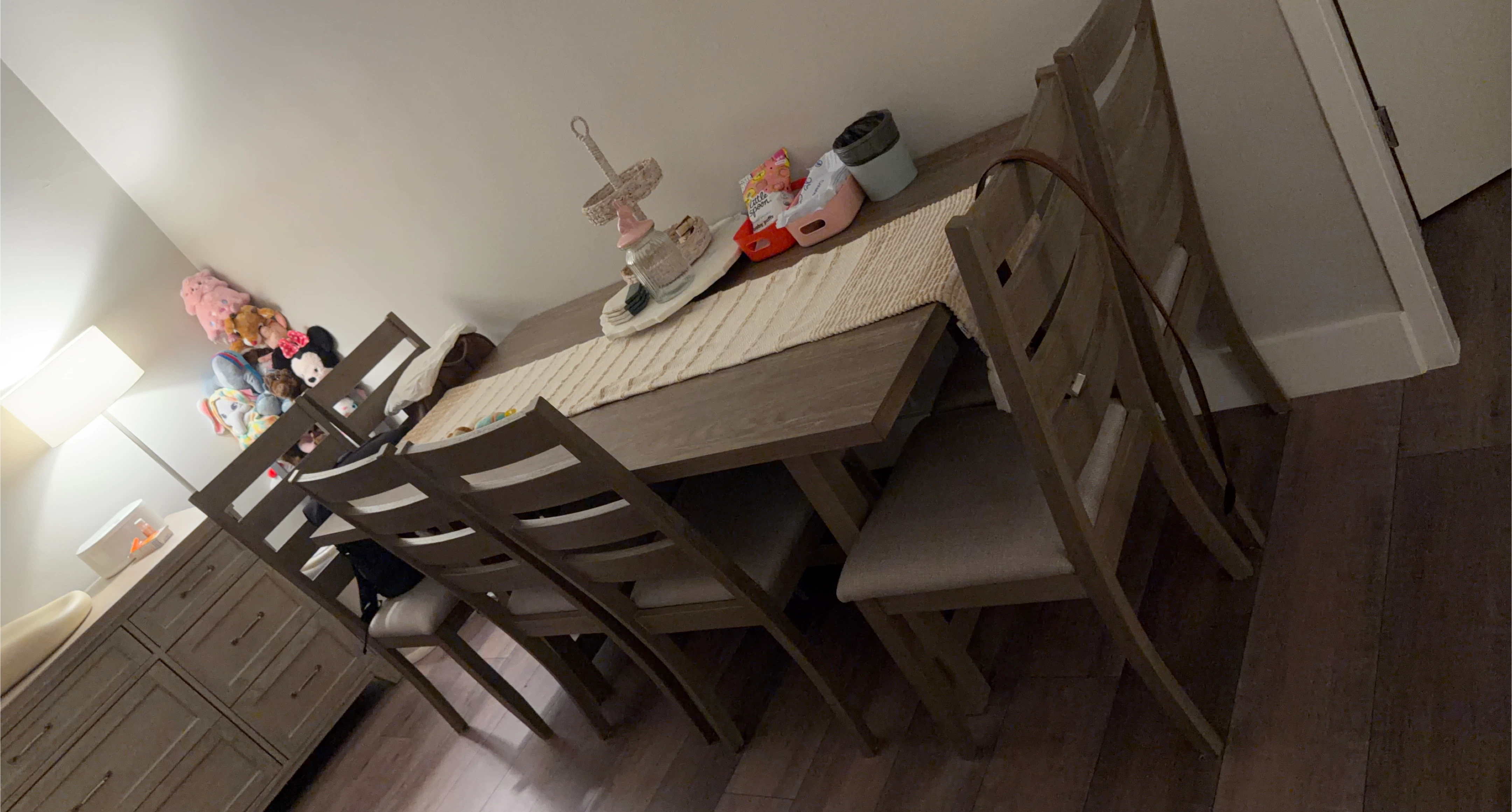 Wooden Dining Table with 6 Chairs
