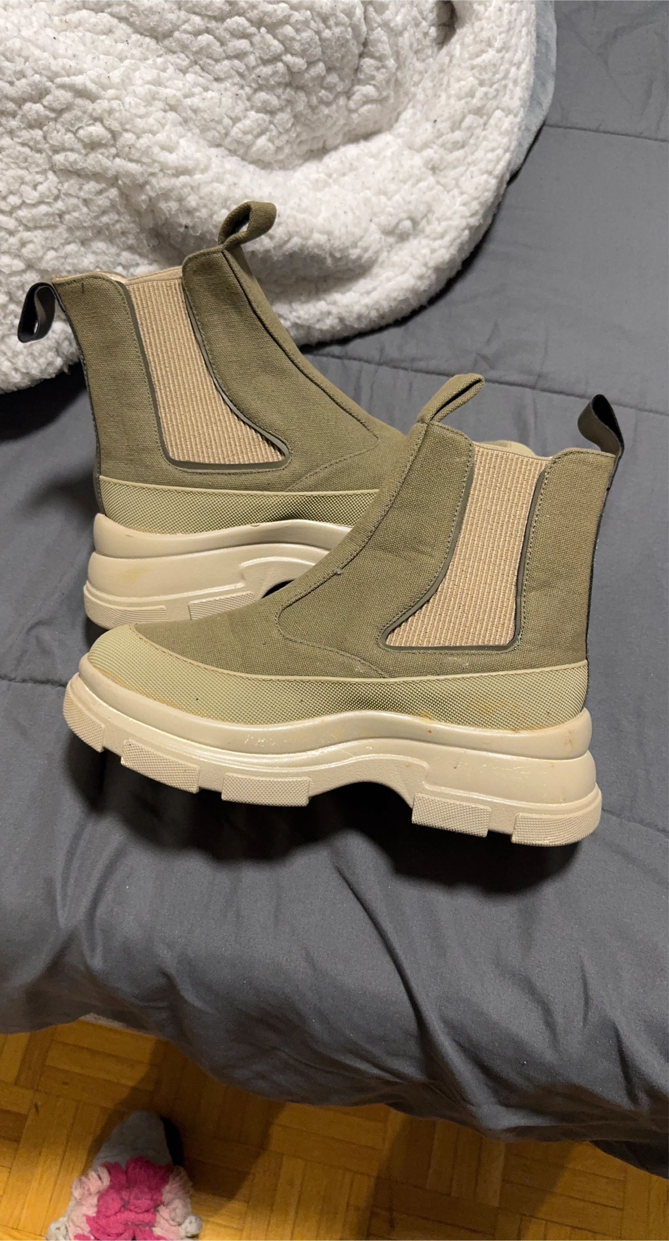 Olive Green Chelsea Boots