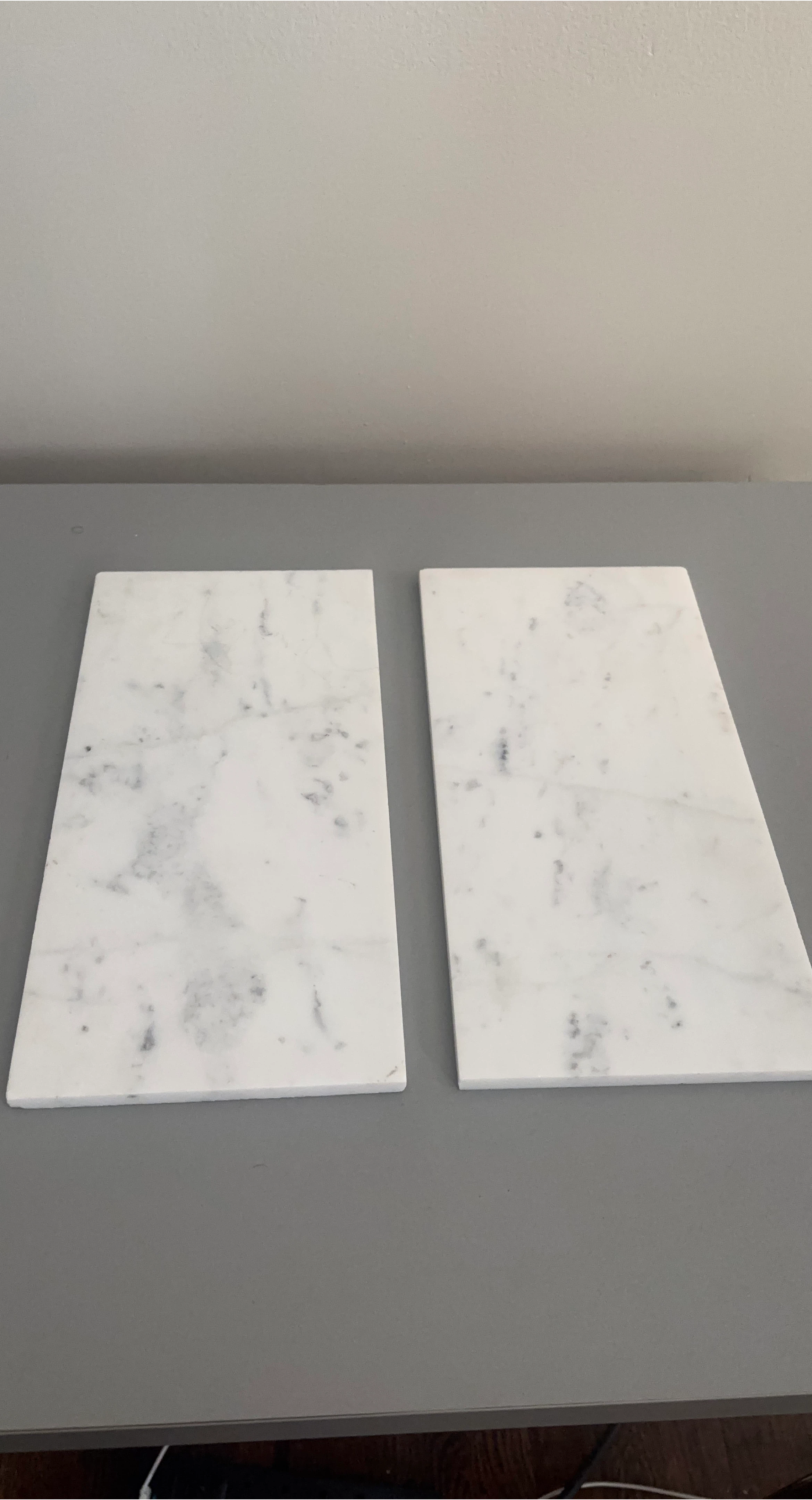 Two White Marble Cutting Boards