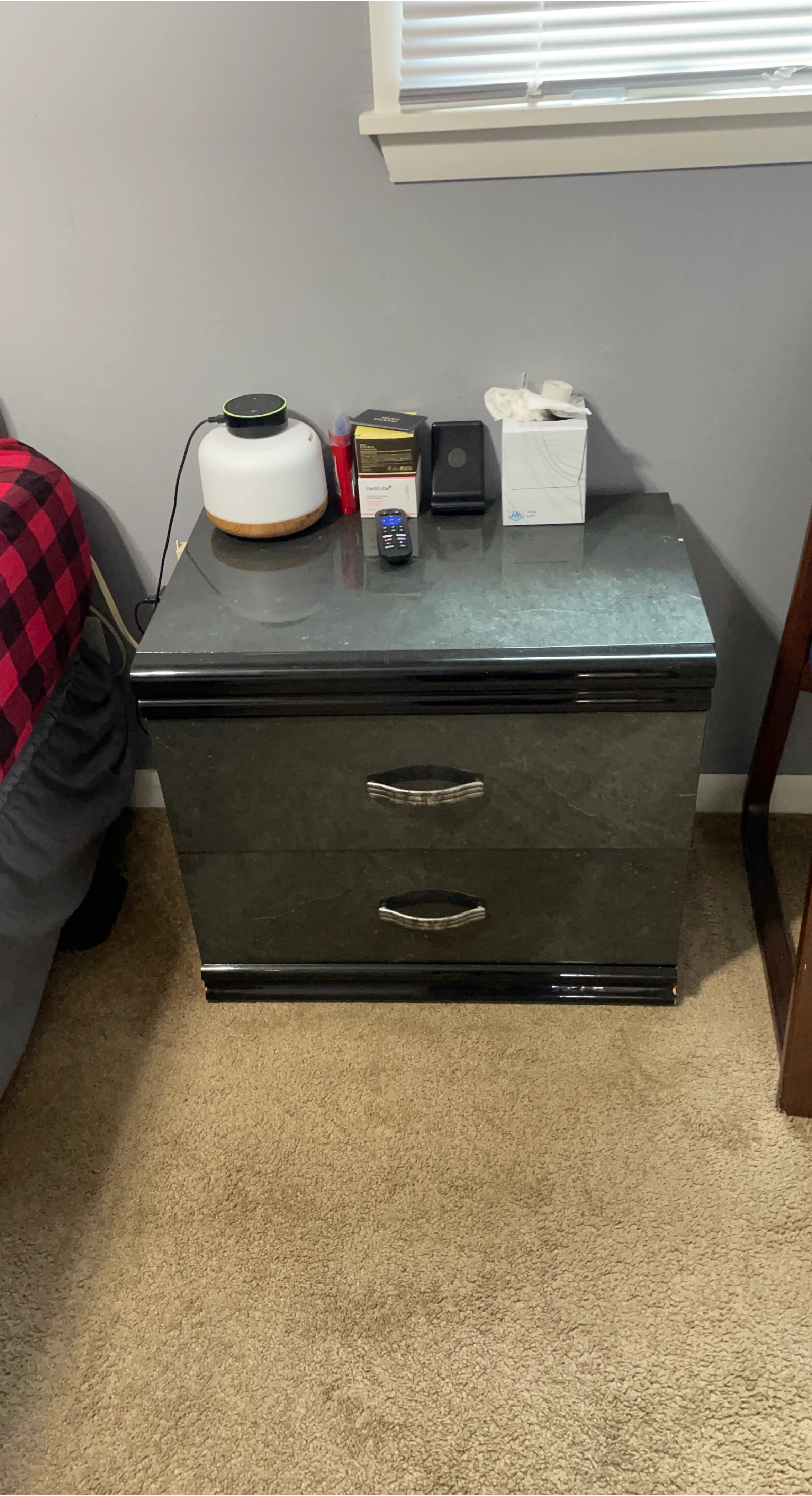 Dark Gray 2-Drawer Nightstand